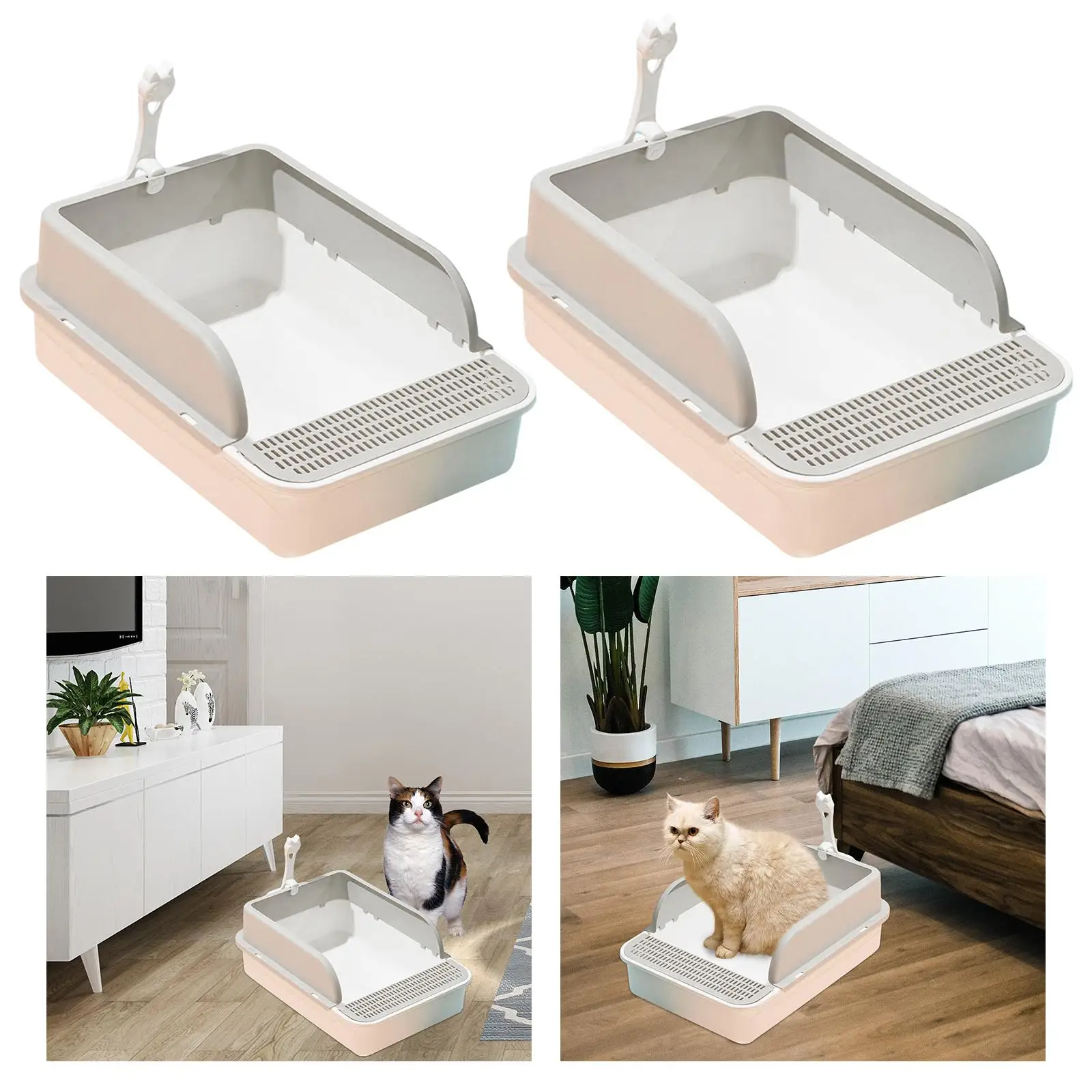 Open Air Litter Box Deep Loo Easy to Clean Bedpan Kitten Litter Tray Sturdy with High Side Pet Litter Tray for Bunny Kitten