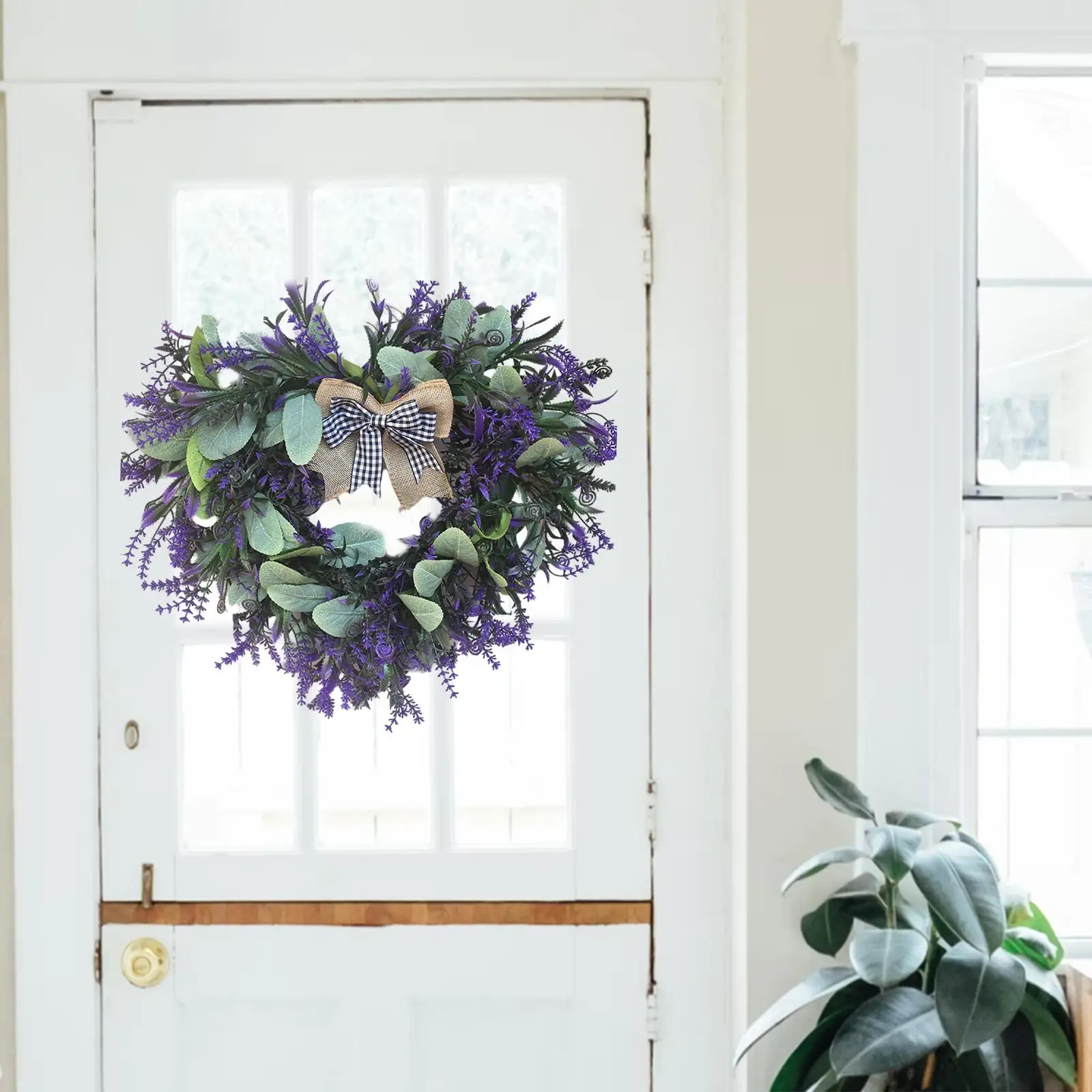 Artificial Lavender Flower Wreath Door Hanging Flower Wreath Home Decor for Outdoor Door Wall Wedding