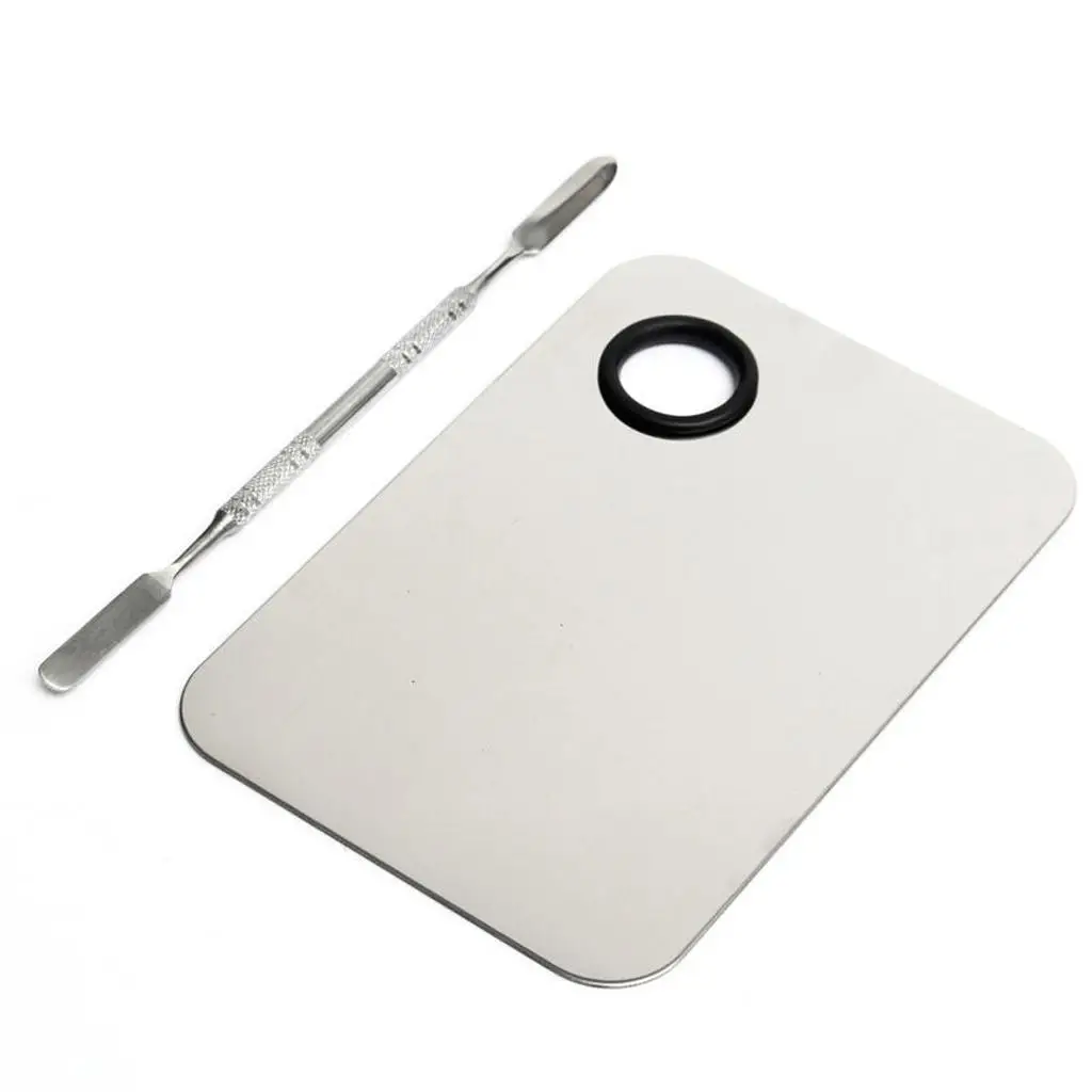 Stainless Steel Cosmetic Blending Mixing Palette with Stick , 15 x 10 cm