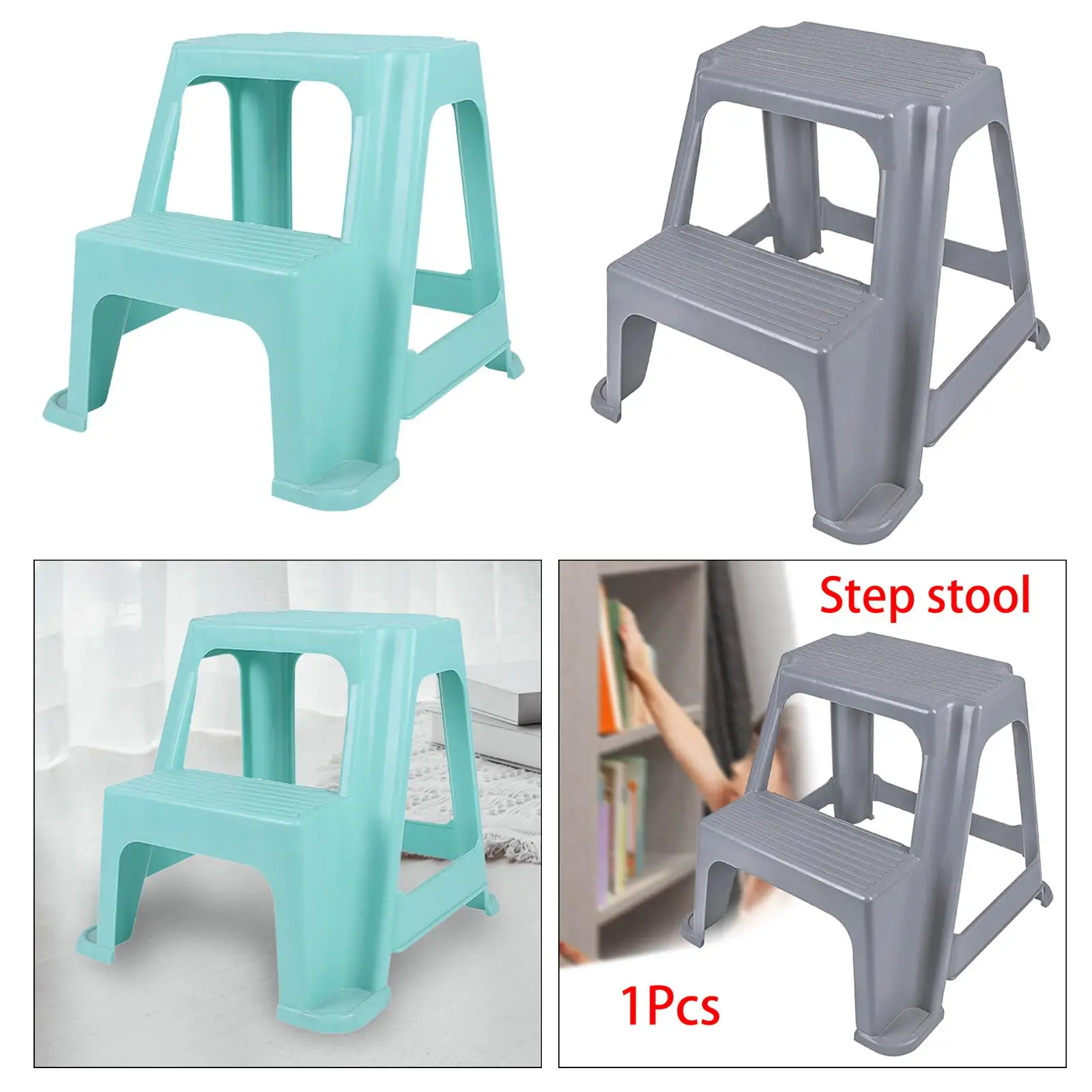 2 Step Stool Anti Slip Lightweight Stepping Stool Toilet Stool Two Step Stool Stepstool for Kids Seniors Adults Pets Bathroom