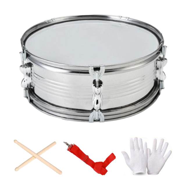 Red) 12inch Snare Drum Head With Drumsticks Shoulder Strap Drum Key On