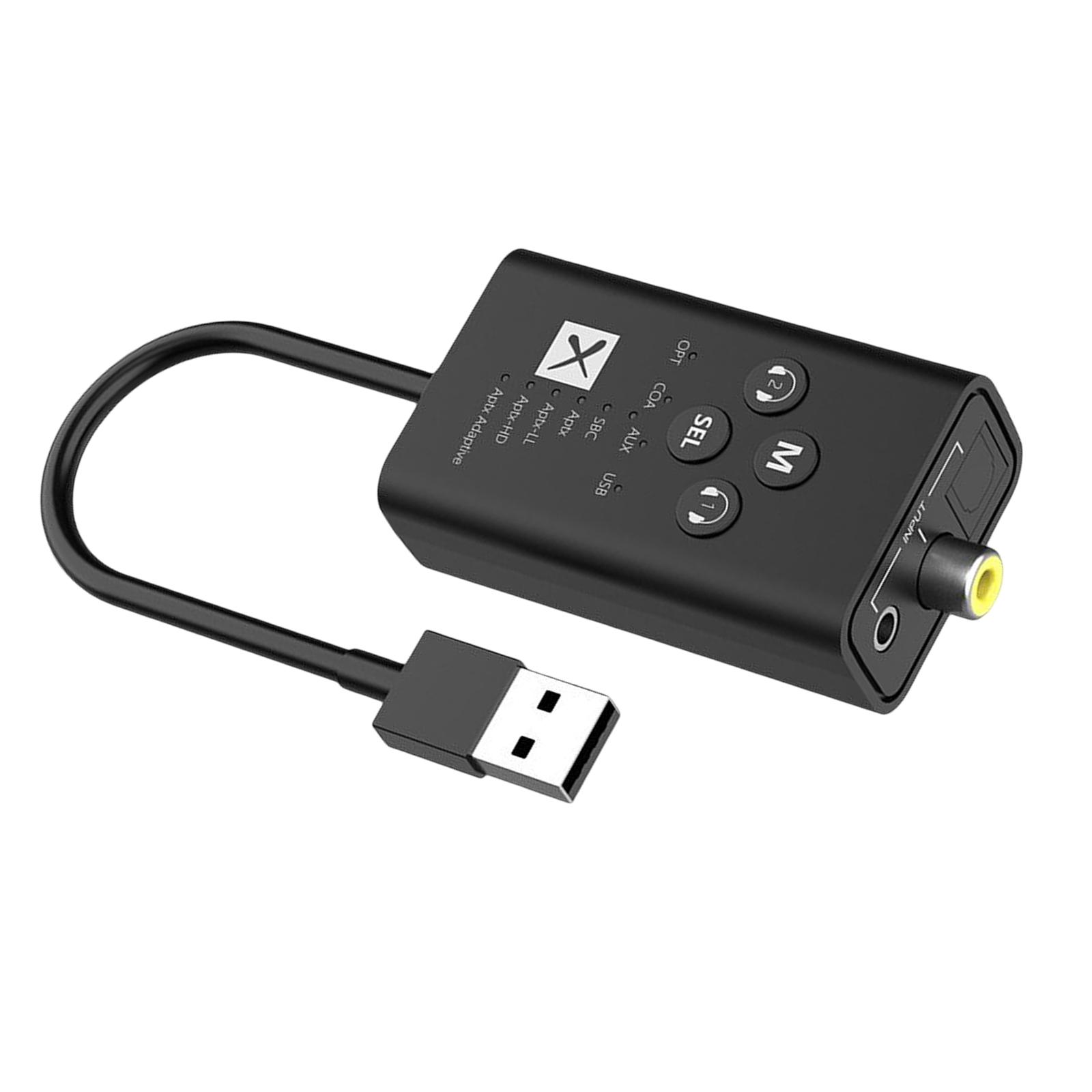 Portable Audio Transmitter Pairs 2 Devices Simultaneously with 4 Interface Low Latency Universal Adapter for PC Game Console TV