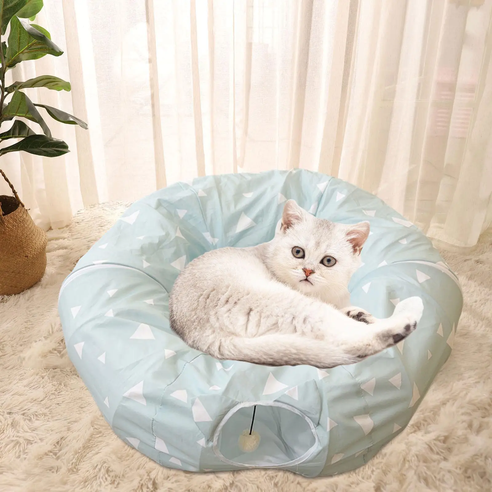 Cat Tunnel Bed Collapsible Comfortable Exercise Portable Pet Cat Bed for Kitten Rabbit Bunny Indoor Cats Small Animals Kitten