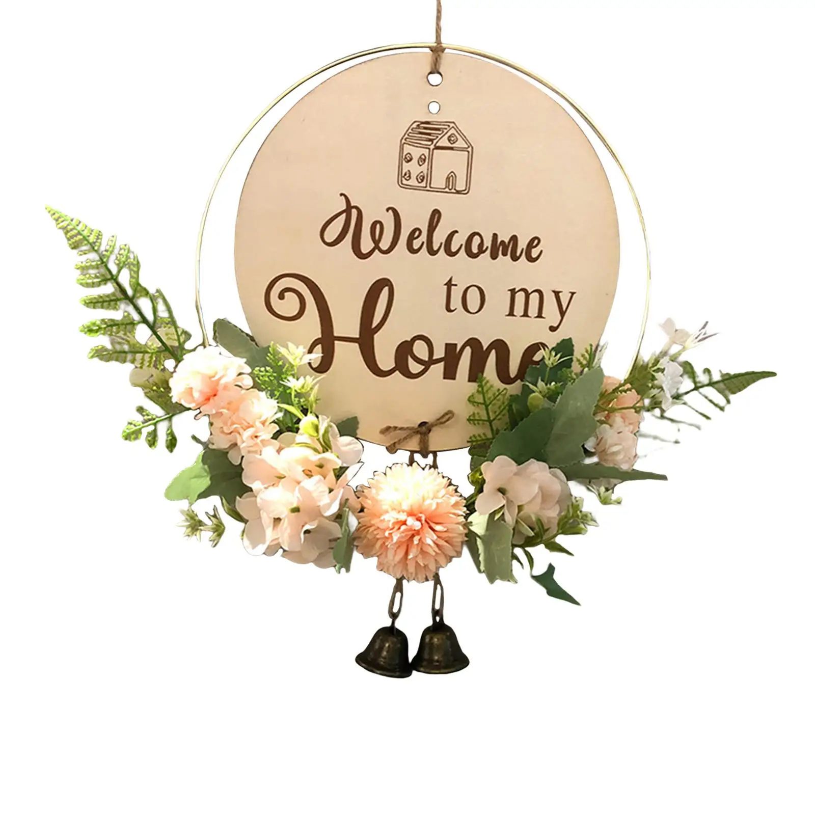 Welcome Sign Wreath Farmhouse Garland Wall Hanging Artificial Flower Wreath with