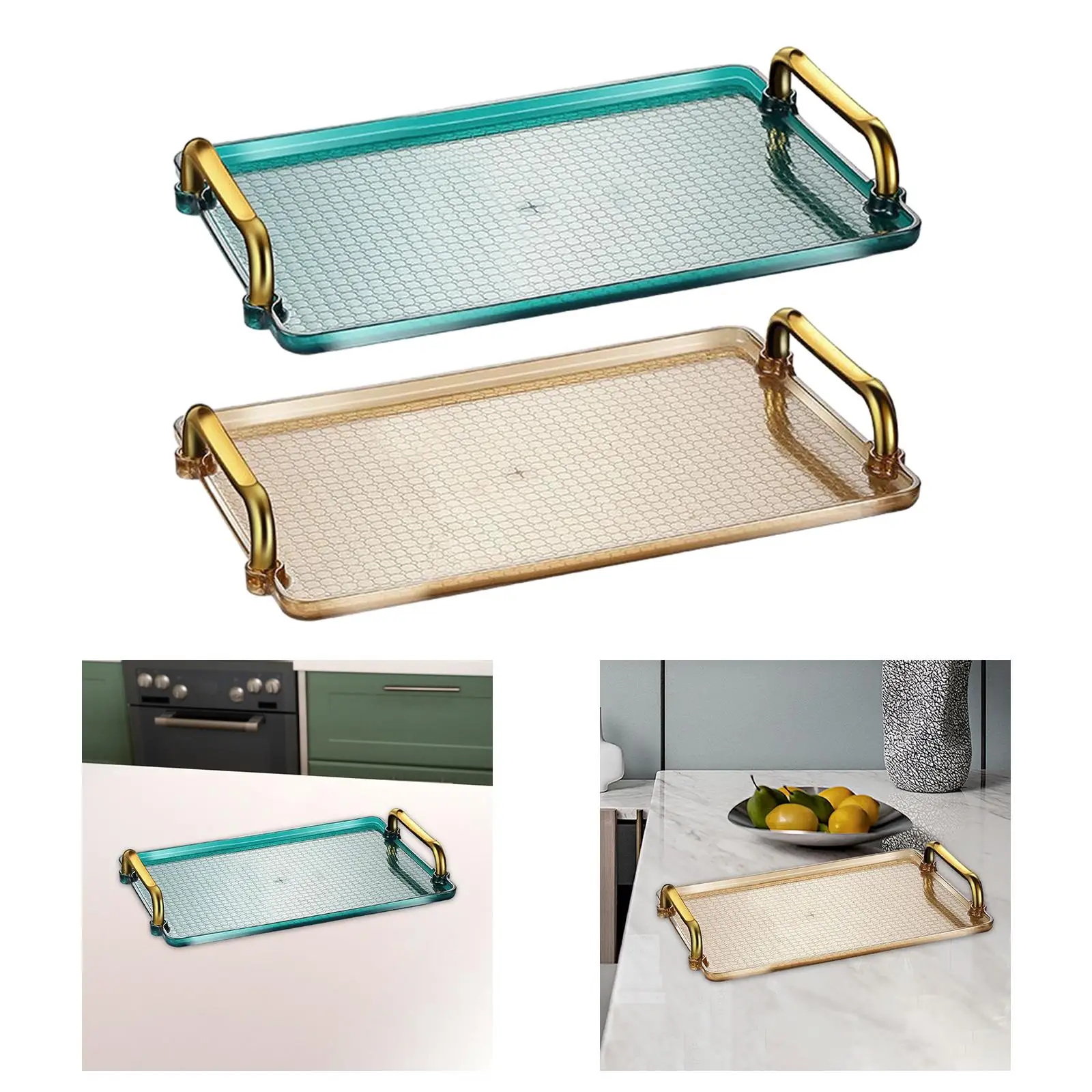 Serving Tray Platter Multipurpose Durable for Homes, Hotels, Bars Serving Pastries, Snacks, Coffee, Tea Ottoman Tray Rectangular