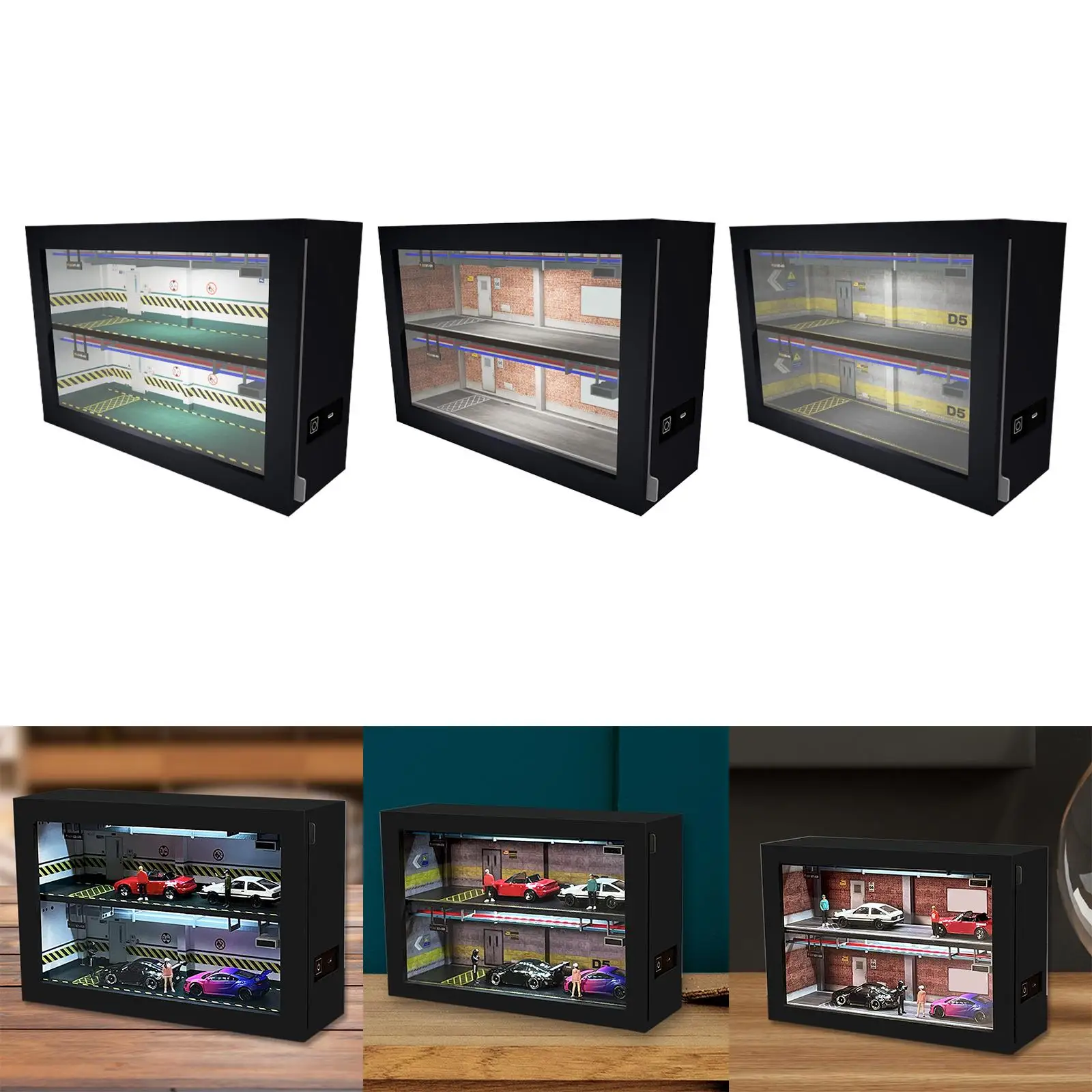 1:64 Garage Display Case Acrylic Cover Parking Lot Showcase for Living Room