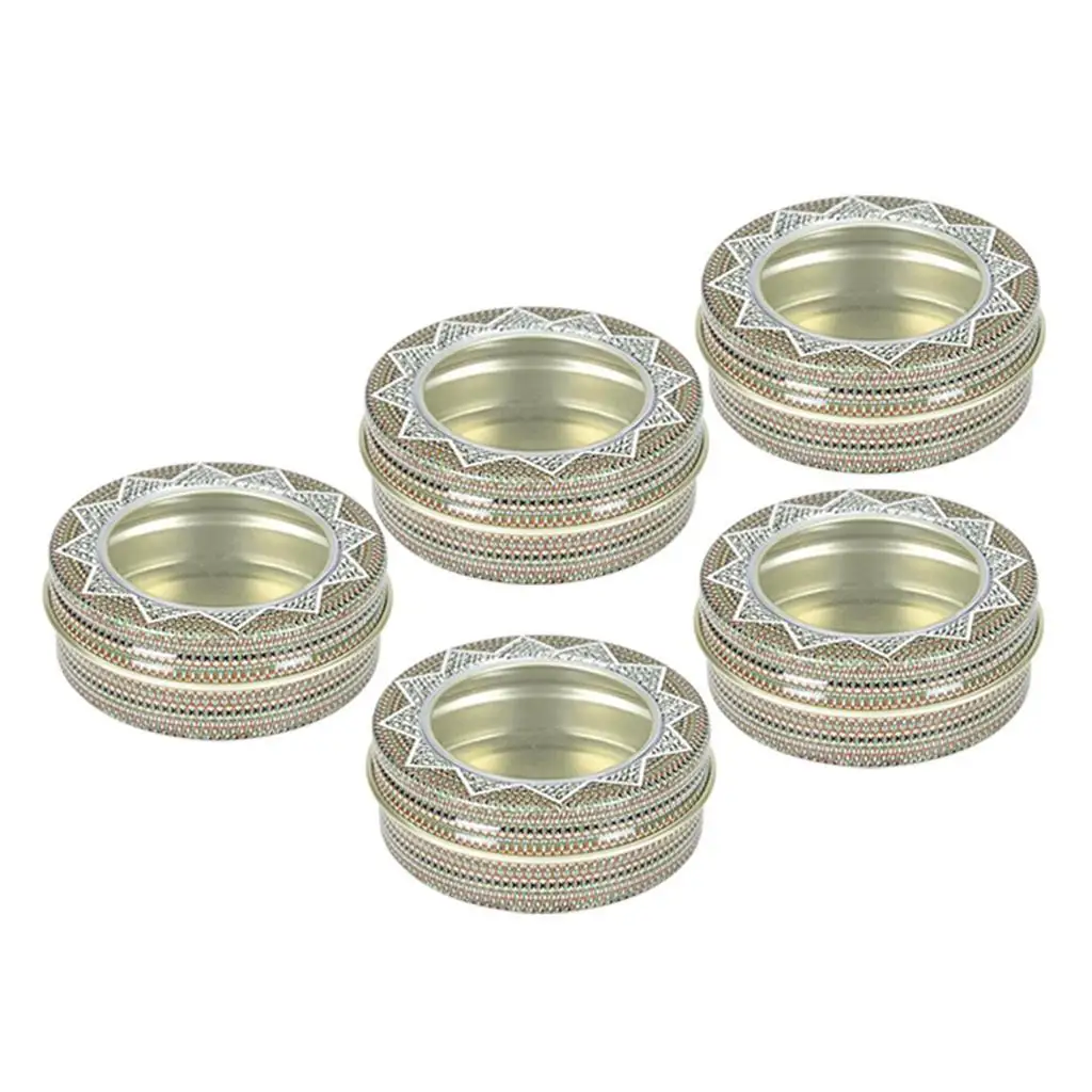 5Pcs Small Aluminum Round Lip Tin Storage Jar Window for Lip , Cosmetic, Candles, Crafts