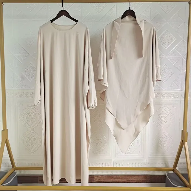 2 Layers Khimar Set 2 Piece Abaya Jilbab Nida Ramadan Hijab Dress ...