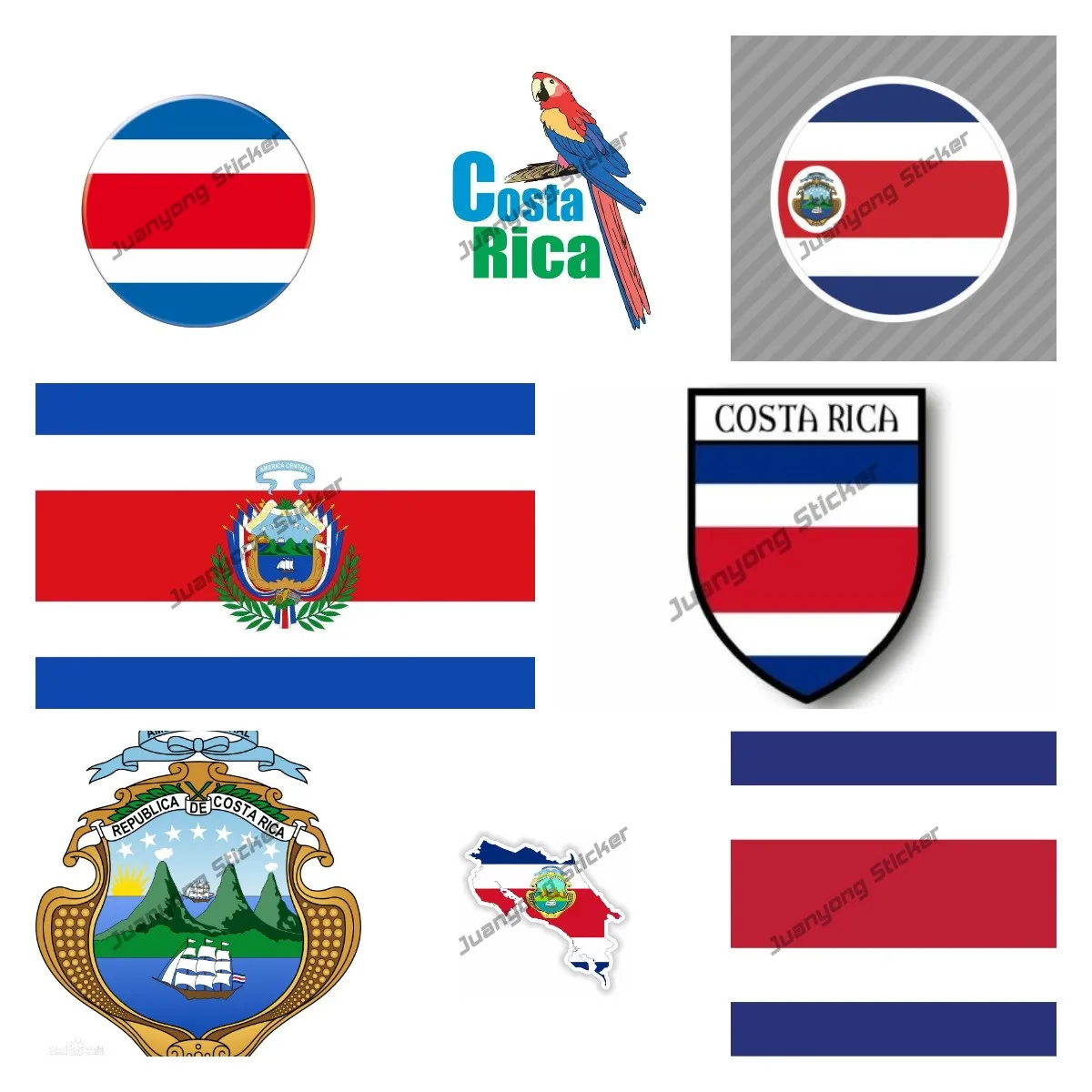 Costa Rican Flag Sun Decal Costa Rica Sticker 