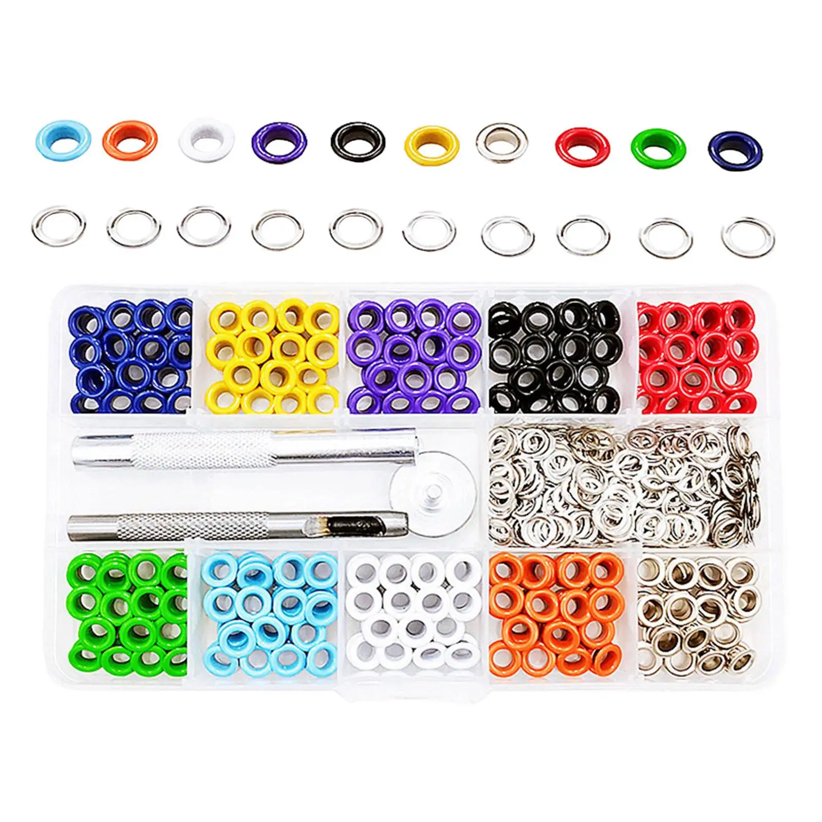 Grommet Tool Kit with Washers Metal Eyelets Grommet Kit Setting Tool for Fabrics Handbag Marine Canvas Paper Crafts Canvas