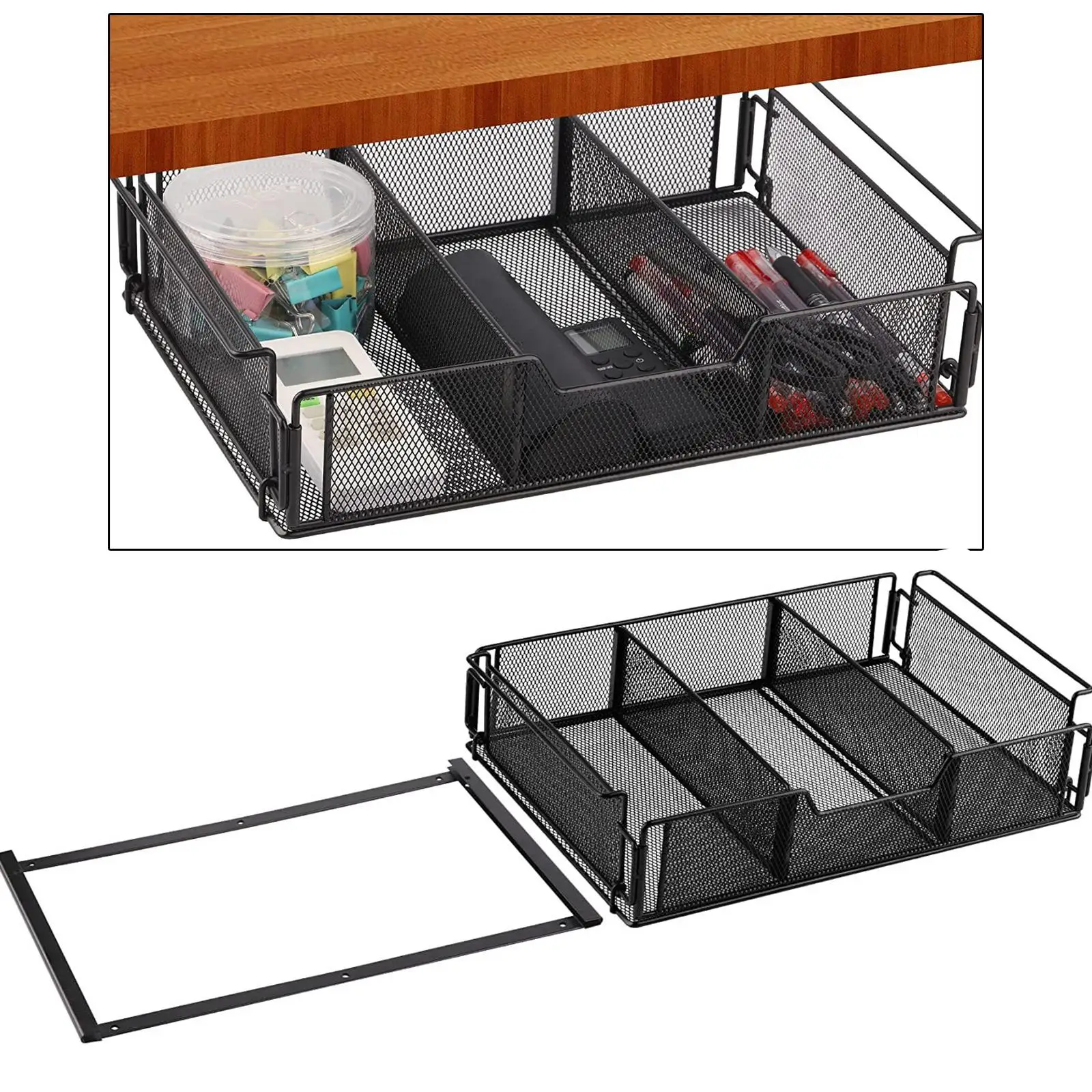 under Desk Drawer Storage Basket Storage Organization Hidden Large Capacity Tray