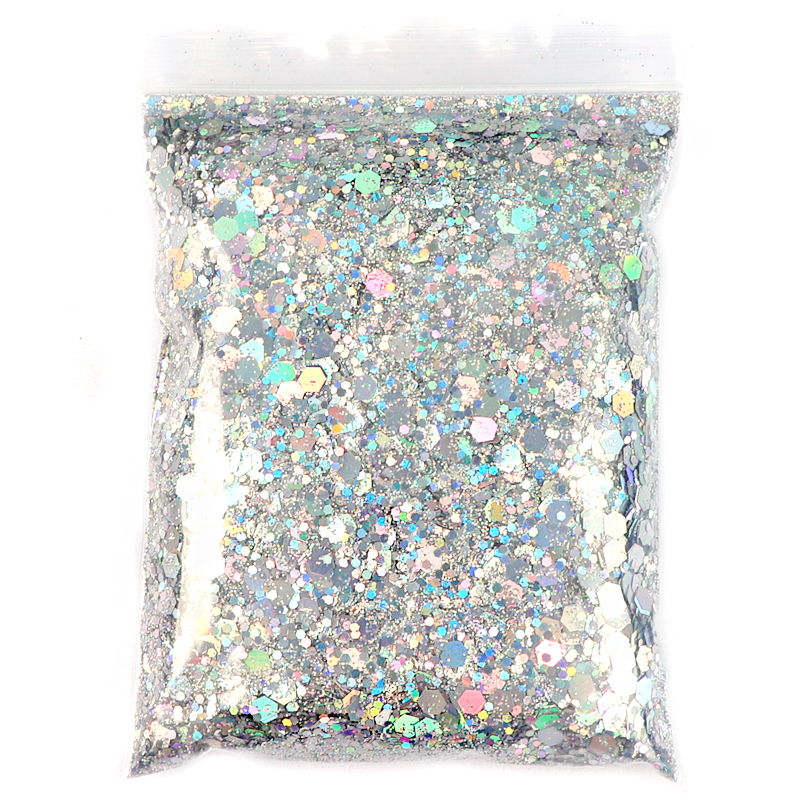 Best of 50G Holographic Mixed Hexagon Shape Chunky Nail Glitter Silver Sequins Laser Sparkly Flakes Slices Manicure Nails Art Decoration Reviews & Tips