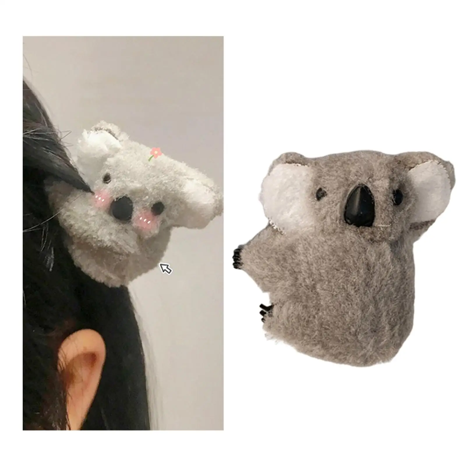 Plush Koala Bear Hair Clips Hairpin Barrette Stick Pin for Womens Girls Party Wedding Daily Hair Accessories