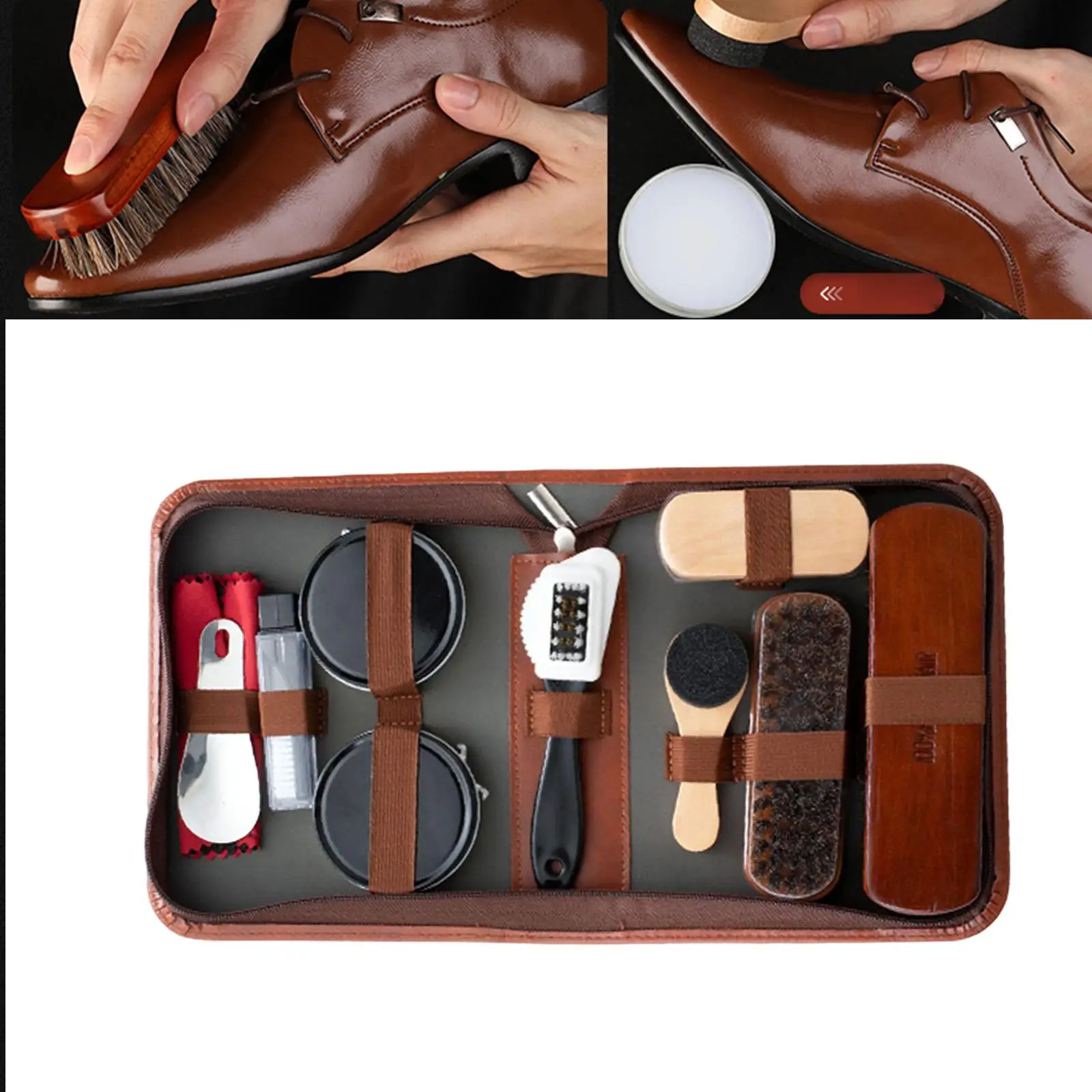11Pcs/Set Shoes Shine Set Portable For Boots Sneakers Cleaning Set Brush Shine Polishing Tool For Leather Shoes