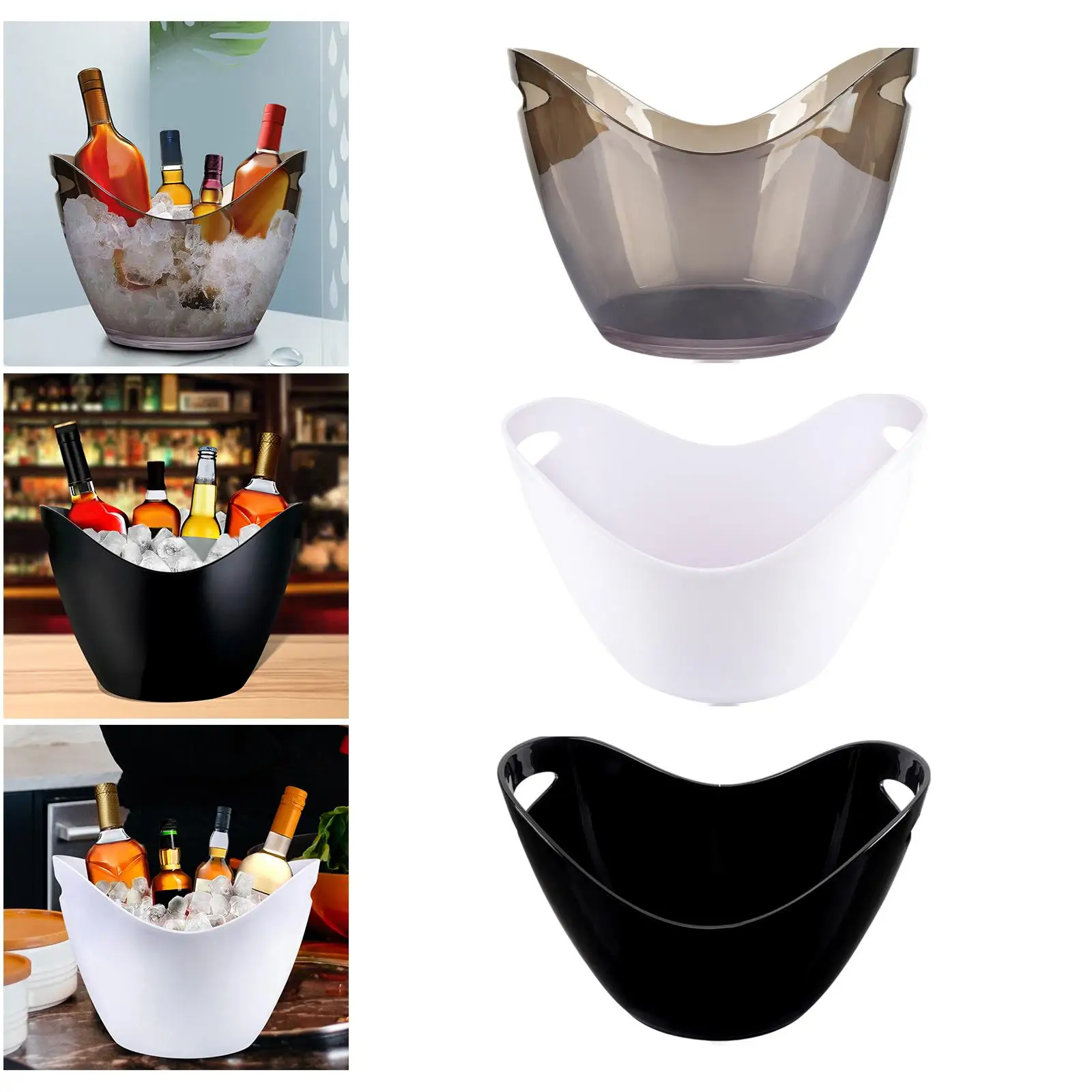 Ice Bucket Plastic Storage Tub 8 Liter Large Drinks Bucket Bowl for Indoor & Garden Parties,Beverages Beer Bottles