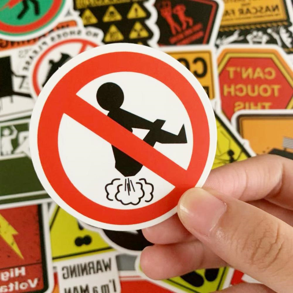 Title 1, 50PCS Cartoon Warning Sign Personality Graffiti...