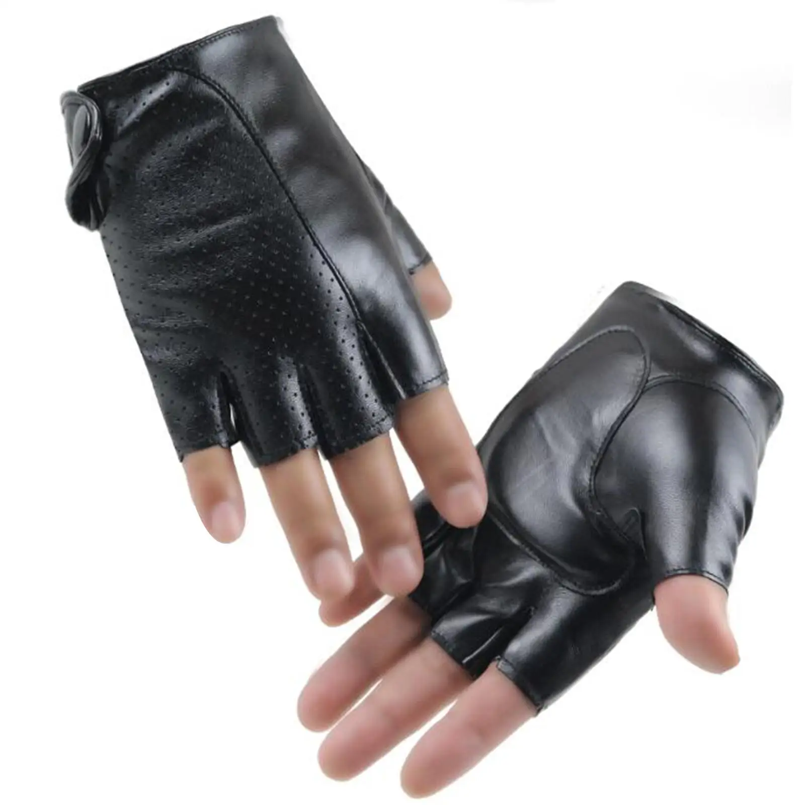 Shockproof Half Finger Gloves Protection Breathable Wear Resistant PU Leather Gloves for Men Outdoor Climbing Motorbike Driving