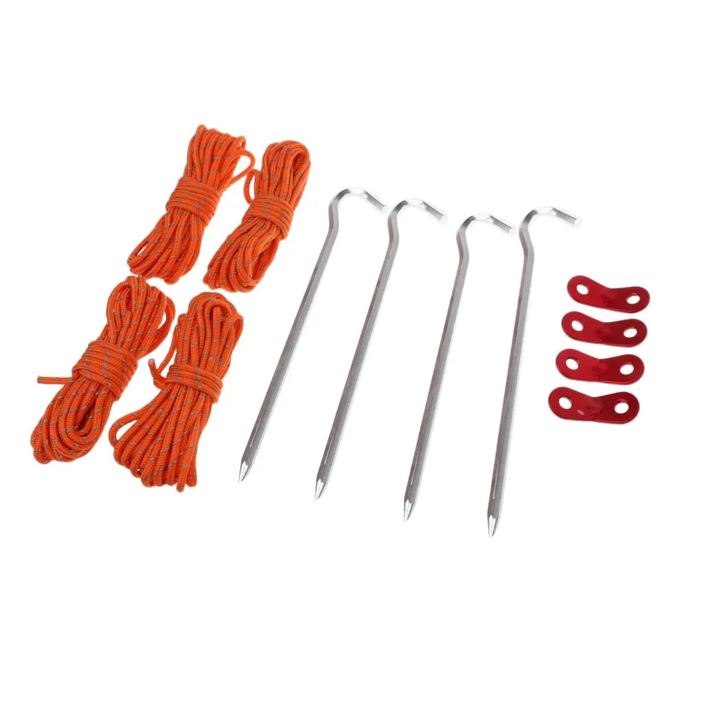 12Pcs Tent Accessories Kit - Tent Pegs/Cord Rope Fastener/Reflective Rope