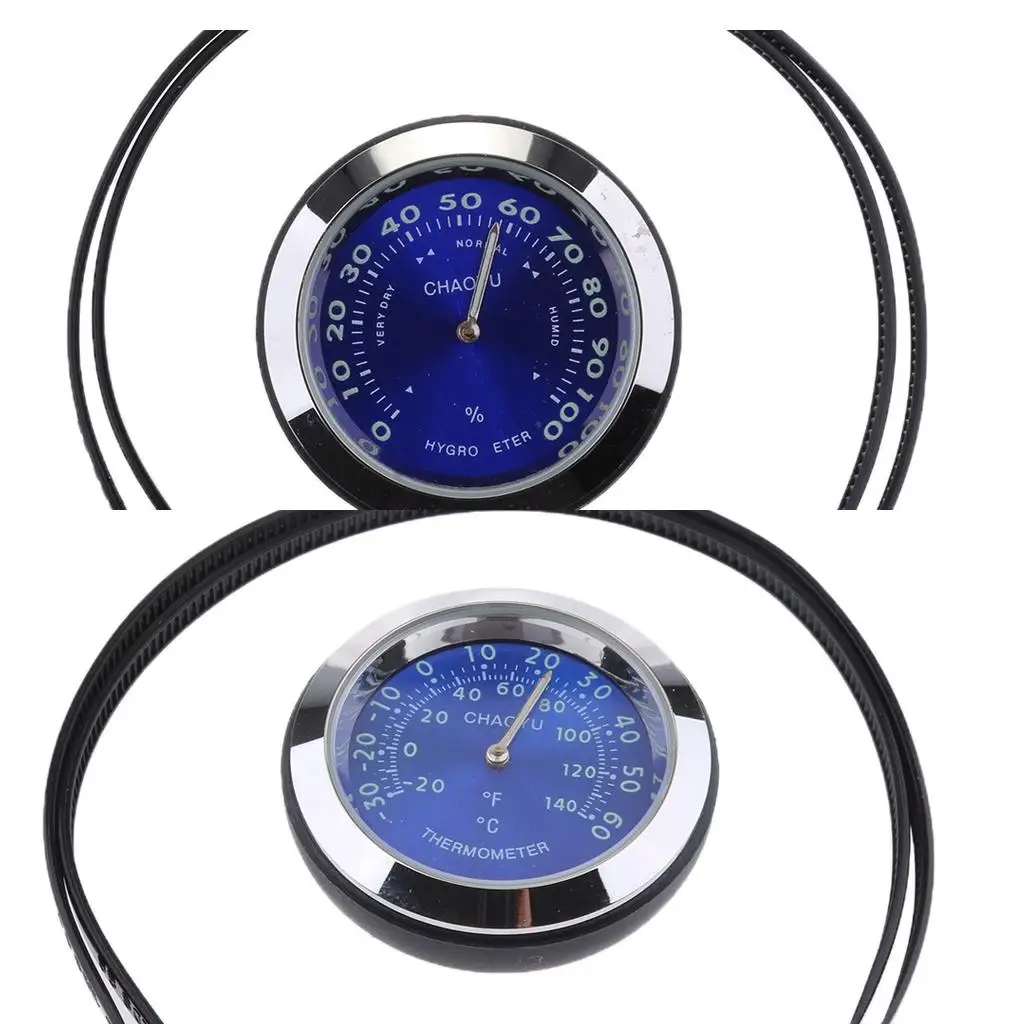 2Pcs Handlebar Mount Clock & Hygrometer  Motorcycle Accessories