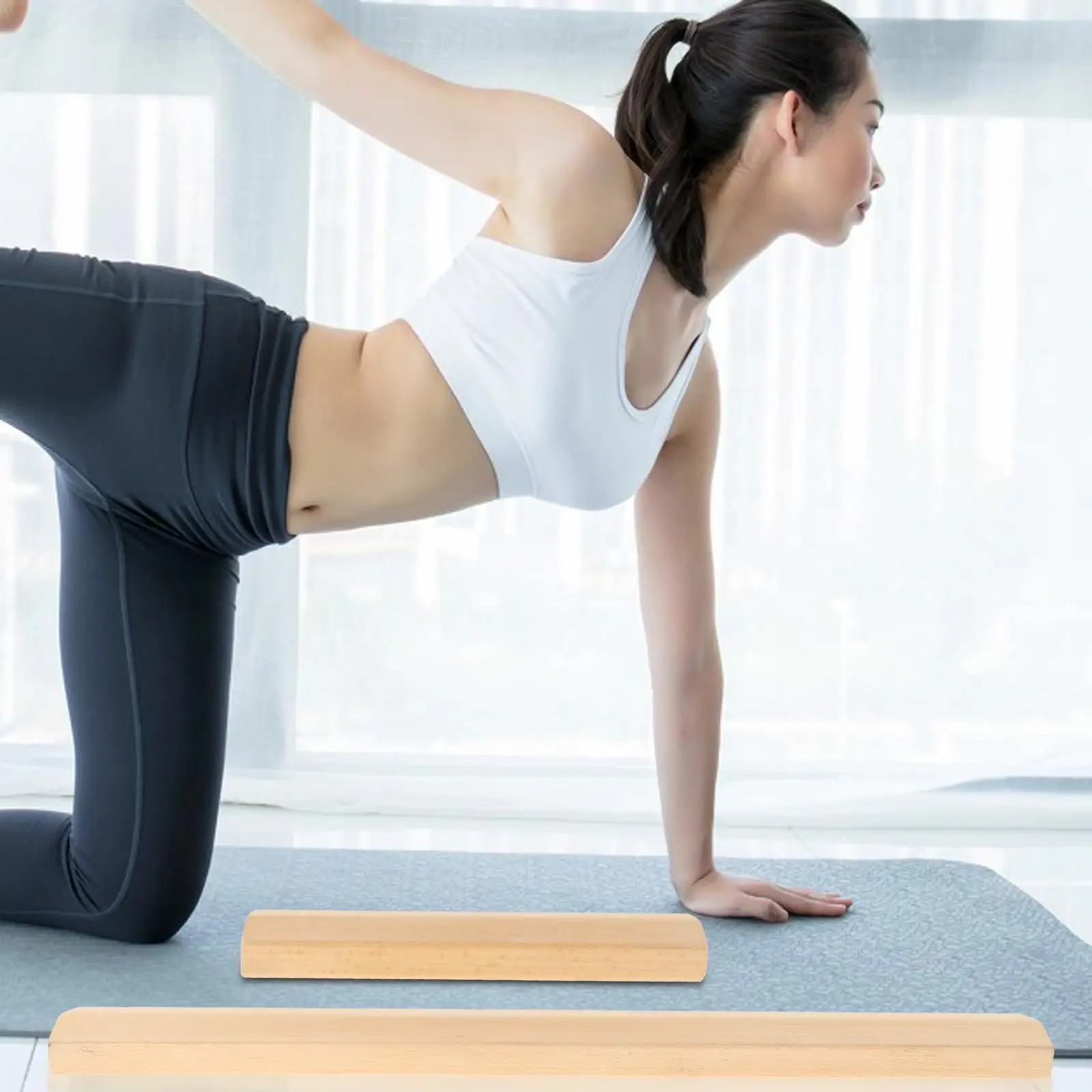 1Pcs Yoga Brick Wooden Anti-Slip Accs Support Equipment Sturdy Slant Wedge