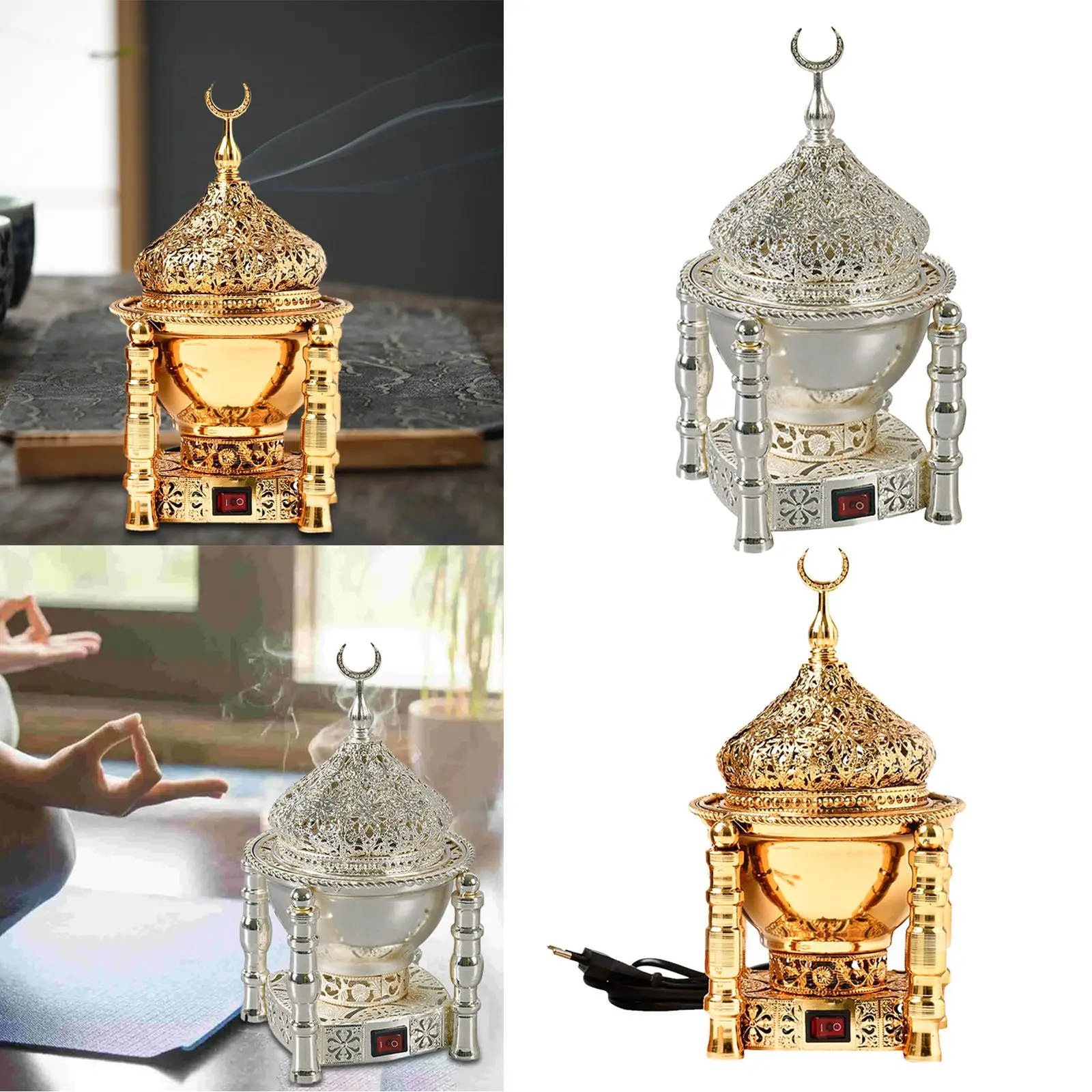 Electric Arabian Incense Diffuser Metal Gift Accessories Fragrance for Bedroom SPA Meditation Home Decor Office