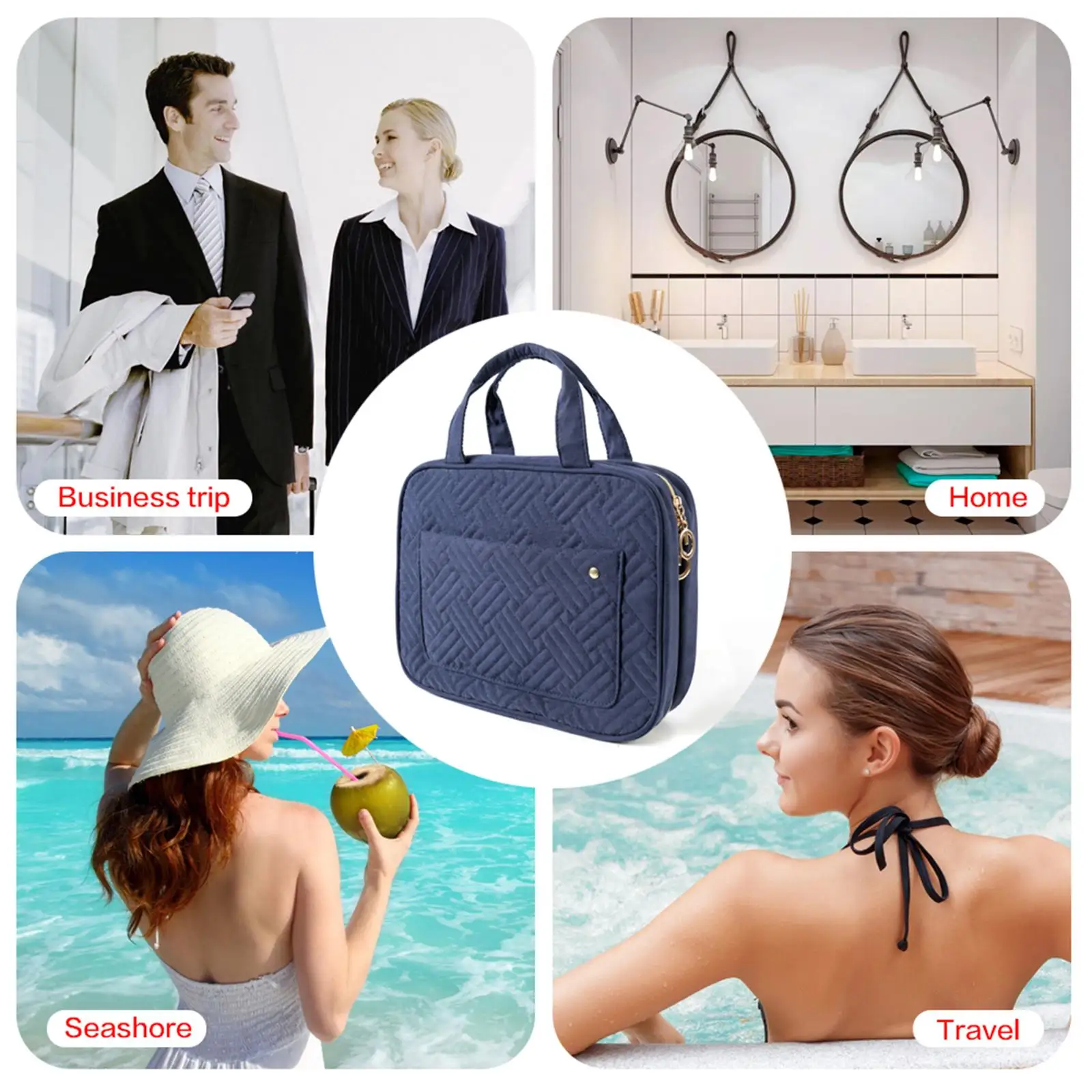 Hanging Toiletry Bag, Foldable Waterproof Stylish Fashionable Makeup Bag Shower Organizer Kit for Traveling Cosmetics Toiletries