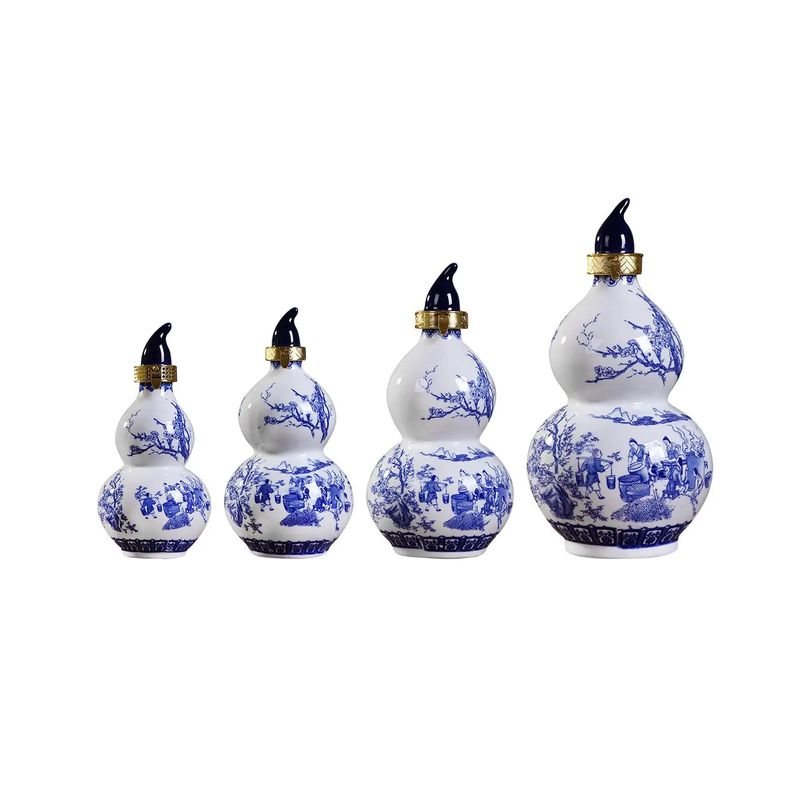 Drinking Gourd Chinese Feng Shui Gourd Ornament Ceramic Gourd Water Bottle for Drinks Holder Home Indoor Hotels Decor