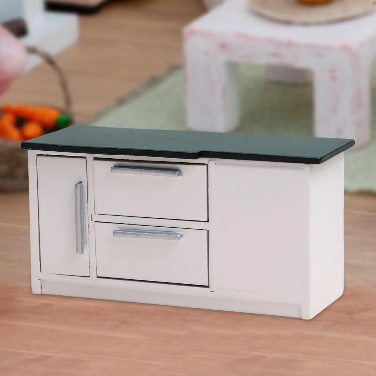 Dollhouse Kitchen Sink Dollhouse Cupboard for Photography Props Pretend Play Children