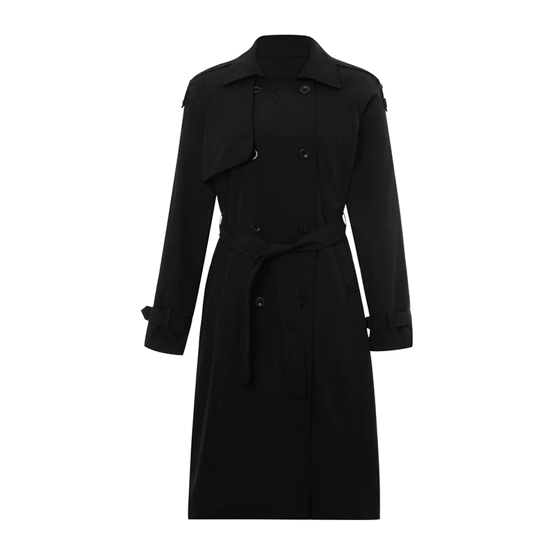 coat, clássico lapela manga longa à prova de vento casaco com cinto