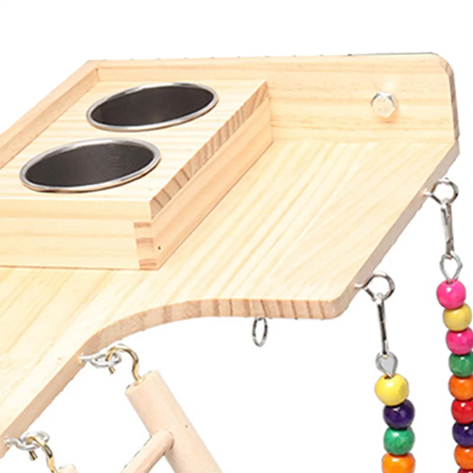 Pet Bird Parrot Playground Wooden Ladder Toy Interactive Platform
