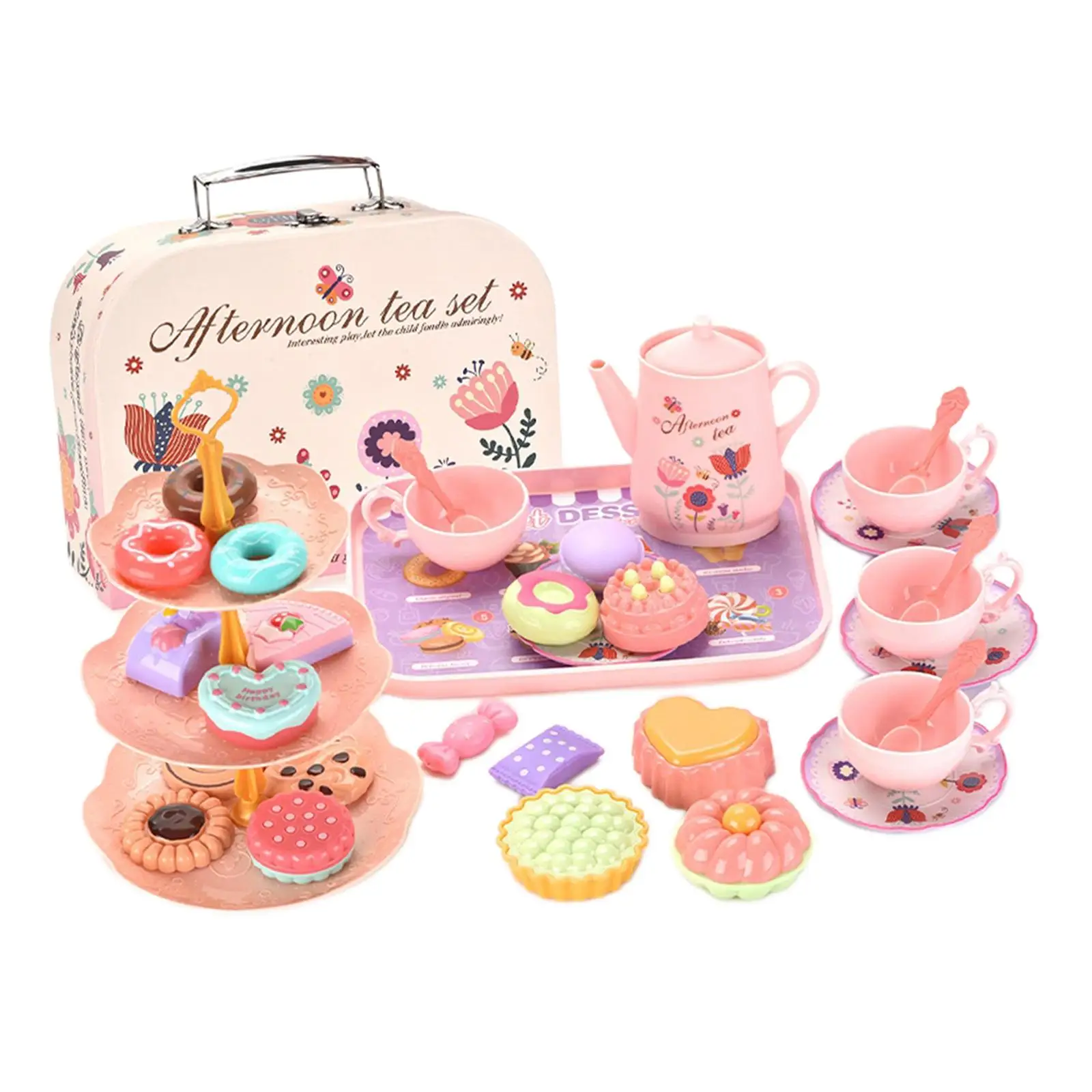 Simulation Tea Cake Set Developmental Gifts Play House Kitchen Afternoon Tea Game for Children Baby Boys Kids Party