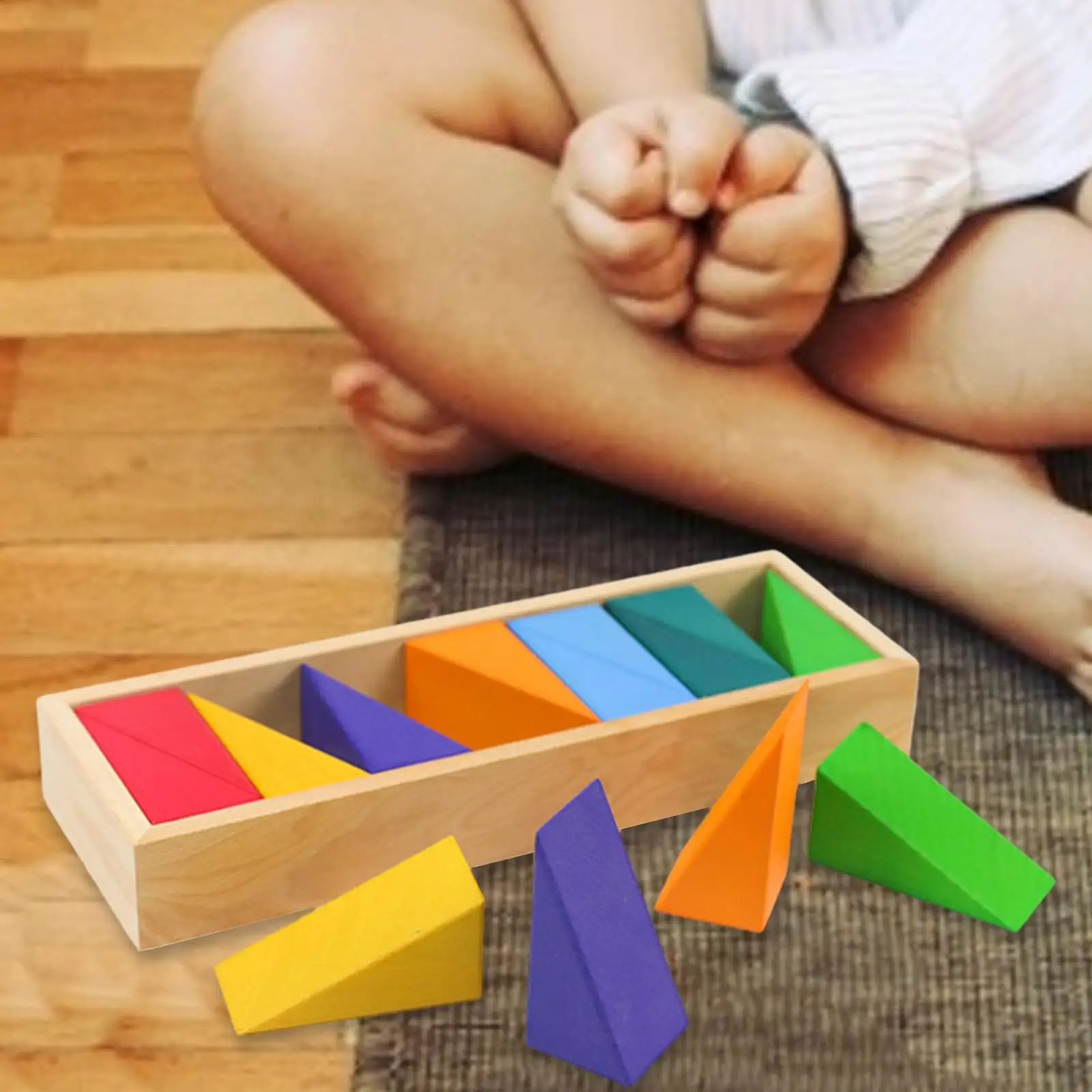 Rainbow Wood Block Stacking Building Early Learning Sensory Toys Birthday