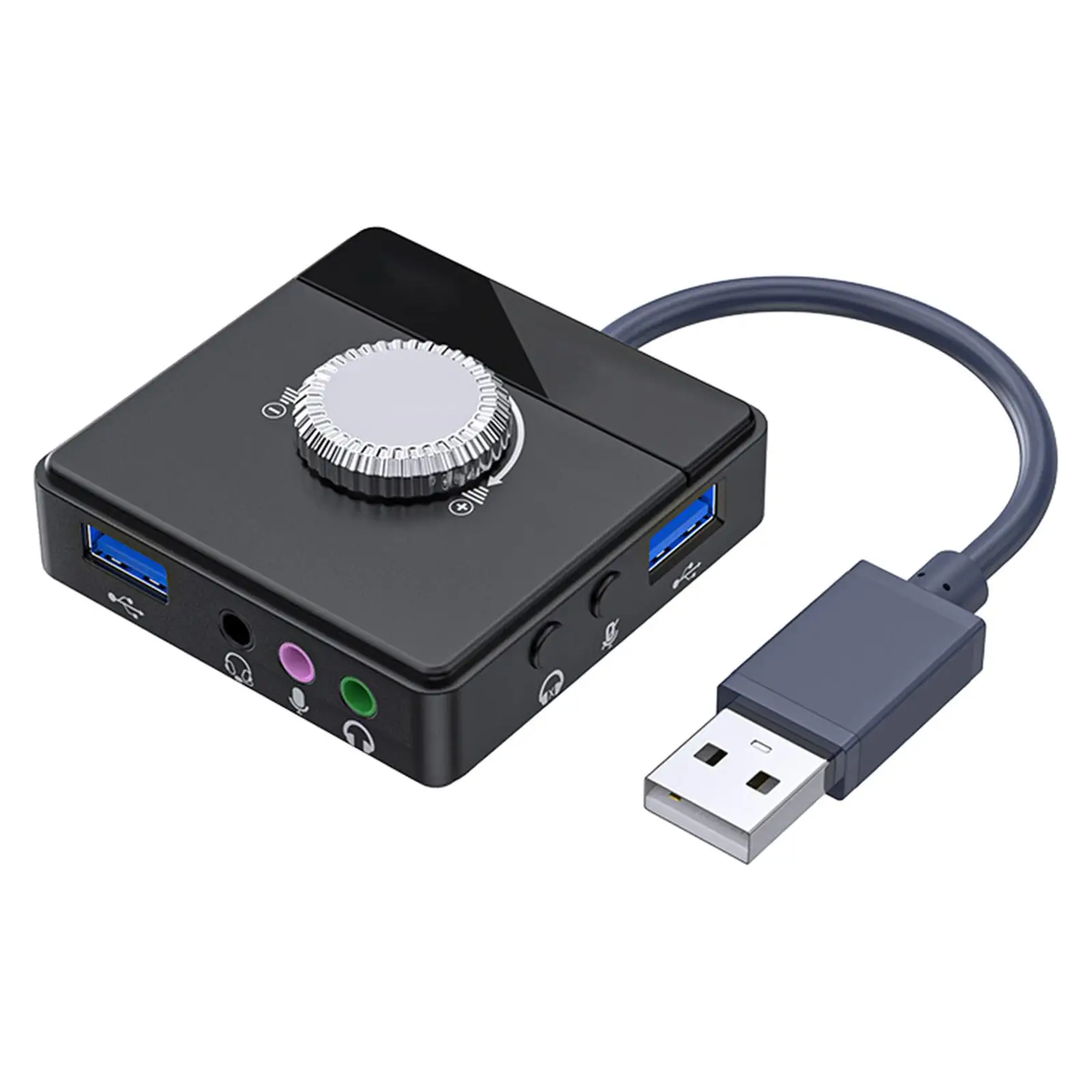 USB External Sound Card 3 Ports to 3.5mm Jack Systems High Speed Compatible Multifunction Converts Professional for Sound Box