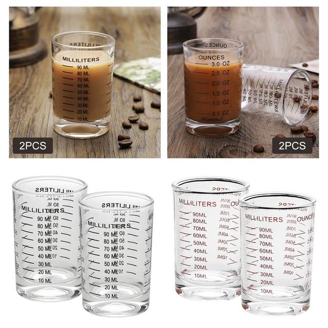 2Pcs Shot Glasses Measuring Cup Liquid with Measuring Scale Lines