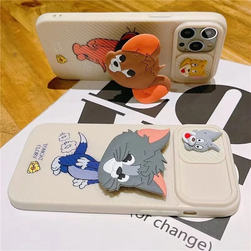 tom and jerry sliding window with stand Phone Cases For iPhone 13 12 11 Pro Max XR XS MAX X Back Cover best iphone 13 pro max case