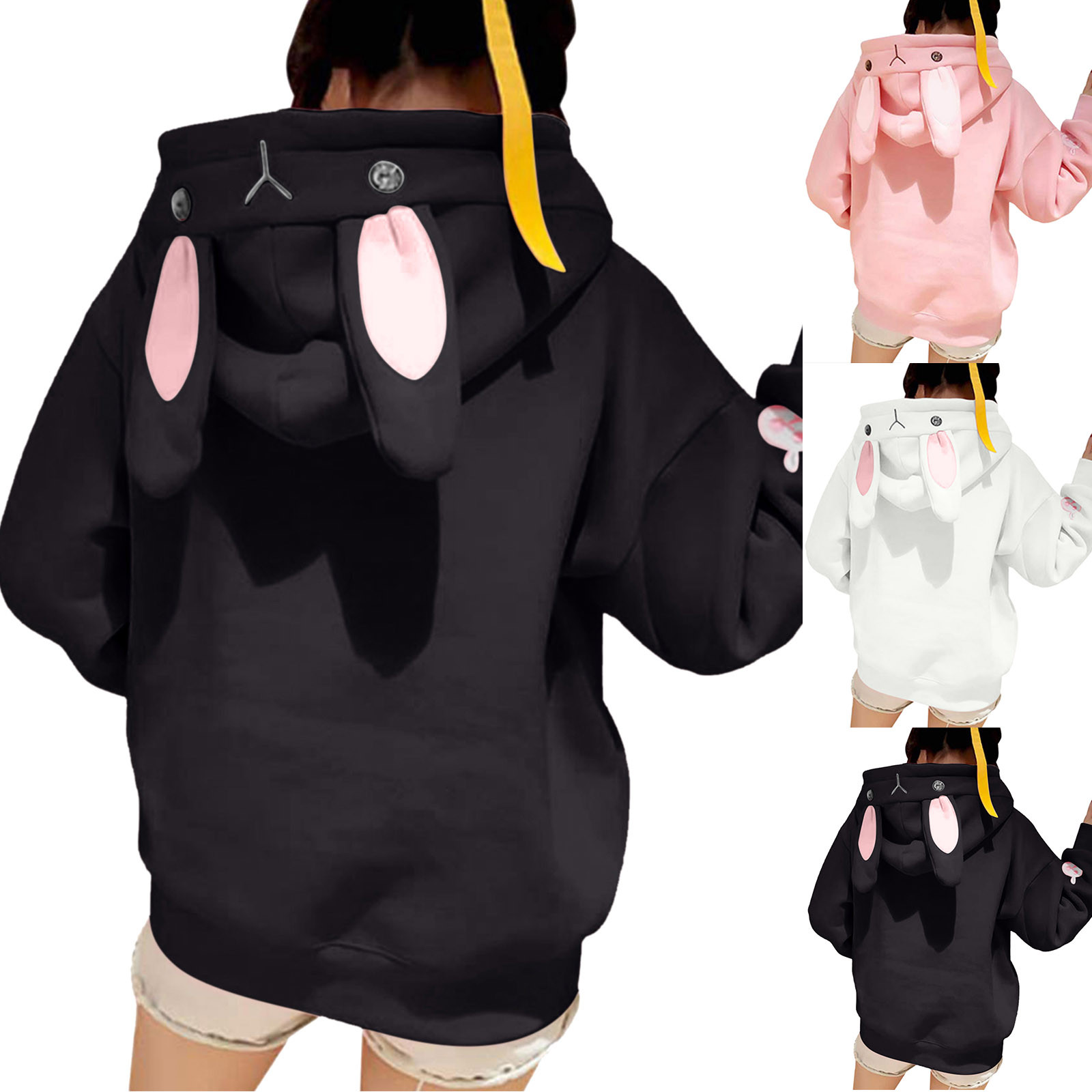 Title 1, Casual Sweatshirts For Womens Rabbit Ears Hoodi...