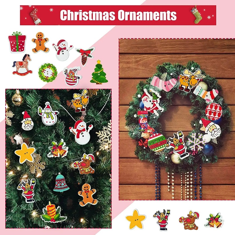 Description Picture 6 of item50pcs Wooden Christmas Buttons Christmas Crafts Embellishments Sewing Christmas Stocking Decorative Buttons for Handmade DIY