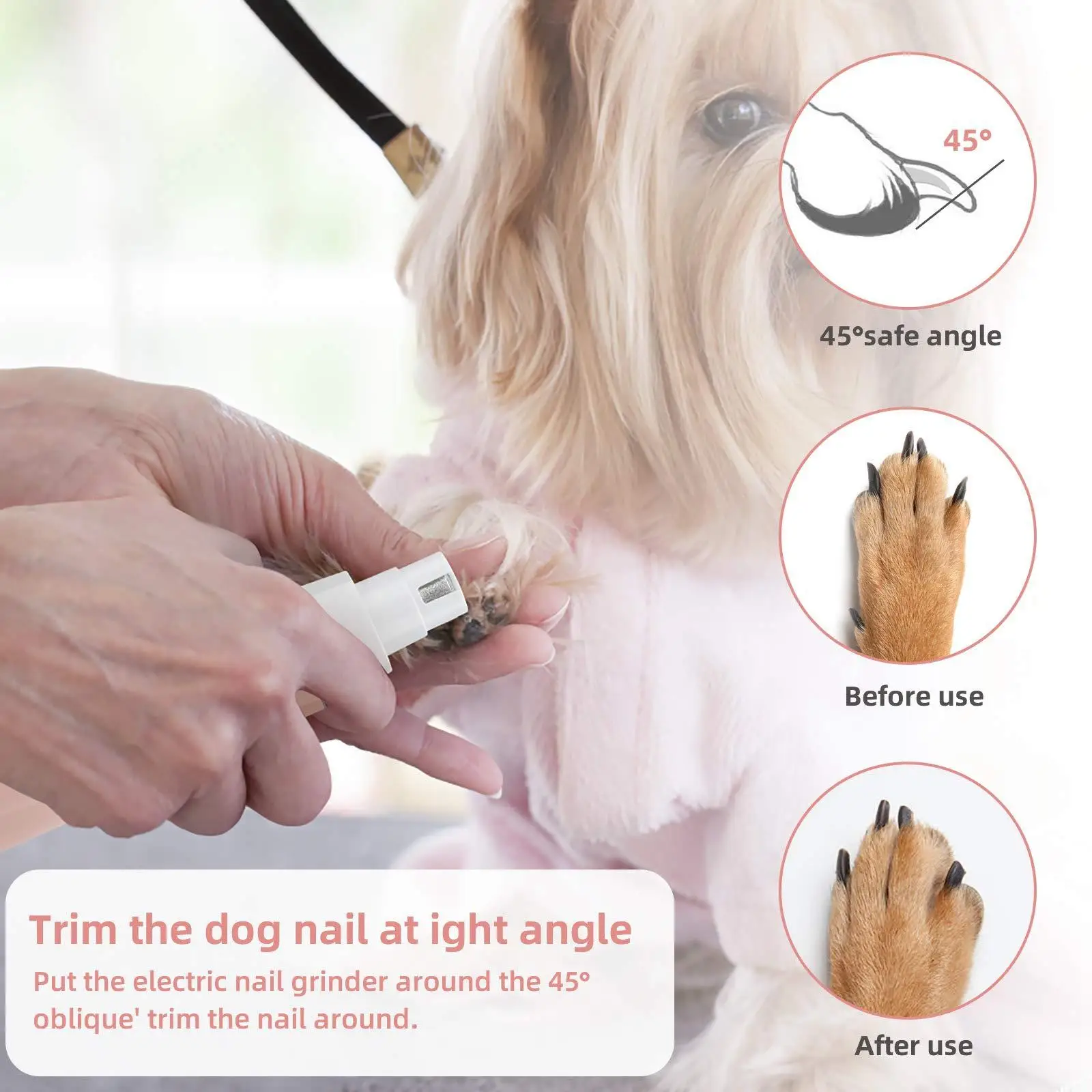 4 in 1 Pet Dog Grooming Kit Quiet USB Hair Clippers Trimmers for Dogs Cat Pet`S Hair Around Eyes, Ears, Face, Rump Grinding Paws