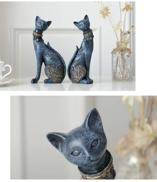 Figurine Decorative Resin Cat statue for home decorations European Creative  wedding gift animal Figurine home decor sculpture
