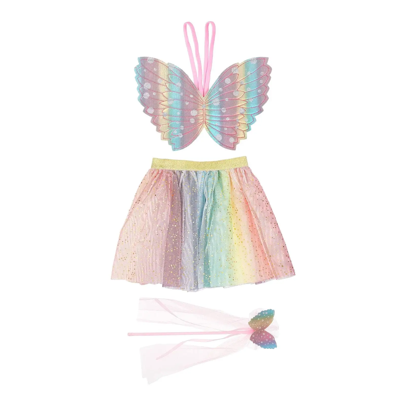 Girls Fairy Costume Dressing up Fancy Dress Roles Play Birthday Fairy Rod