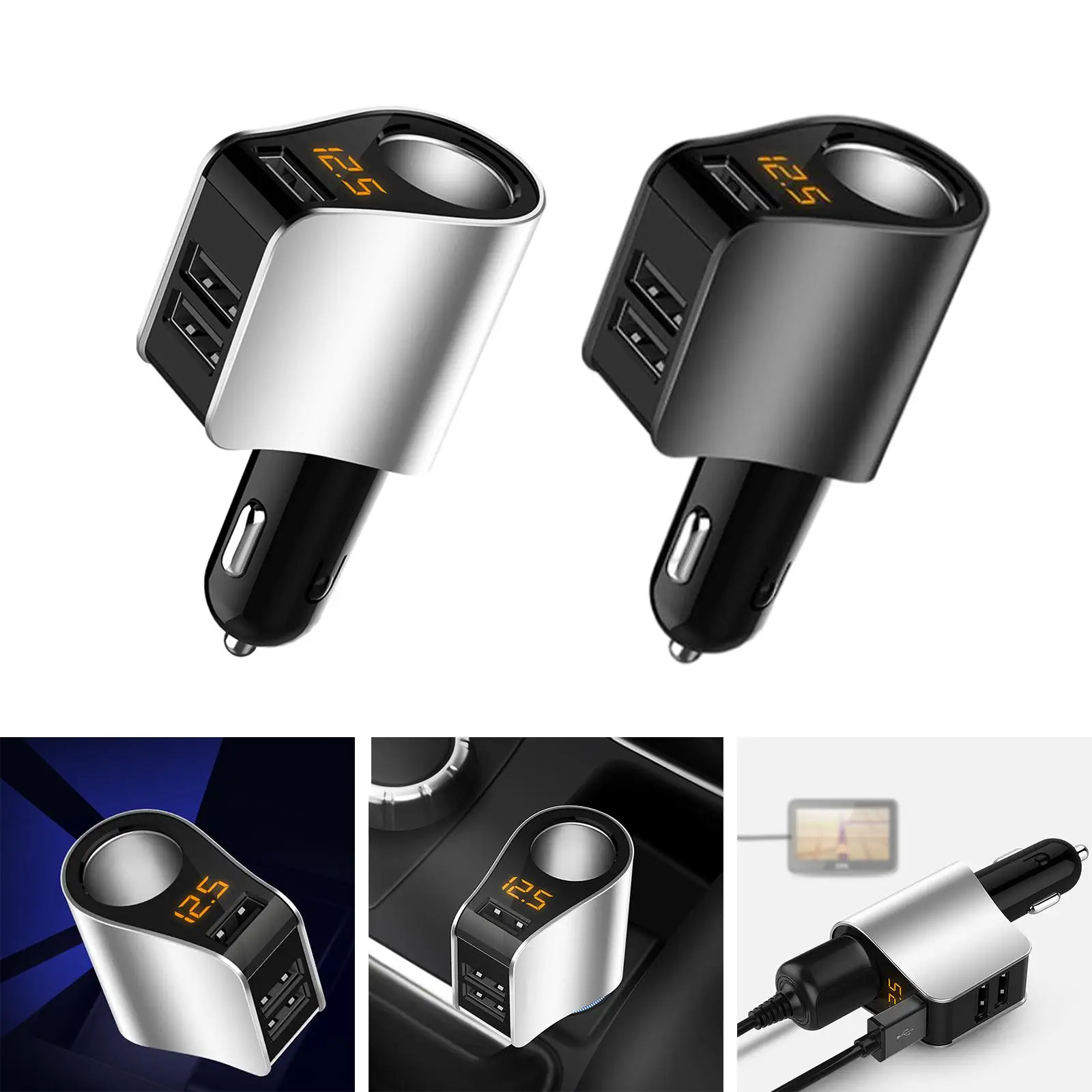 4 in 1 Fast Car Charger Fast Charging 12V-24V Universal Cigarette Lighter Adapter Fit for Mobile Phone Digital Products Truck