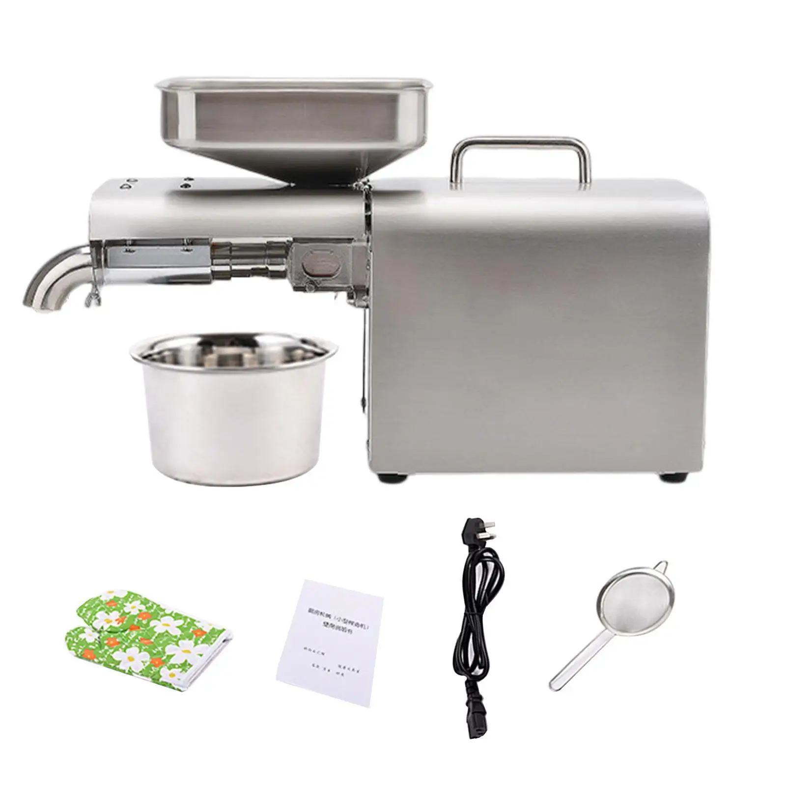 Automatic Oil Press Extractor Stainless Steel 500W Peanut Nuts Oil Presser for Rapeseed White Sesame Walnut Peanut Almond Powder