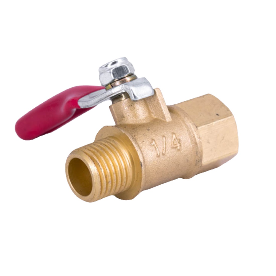 1/4 "NPT Weiblich Männlich Mini Messing Abgeschaltet Ball Ventil Tap Wasser Gas Kraftstoff für Luft Kompressor Hause garten Witth Rot Griff – Detail 1