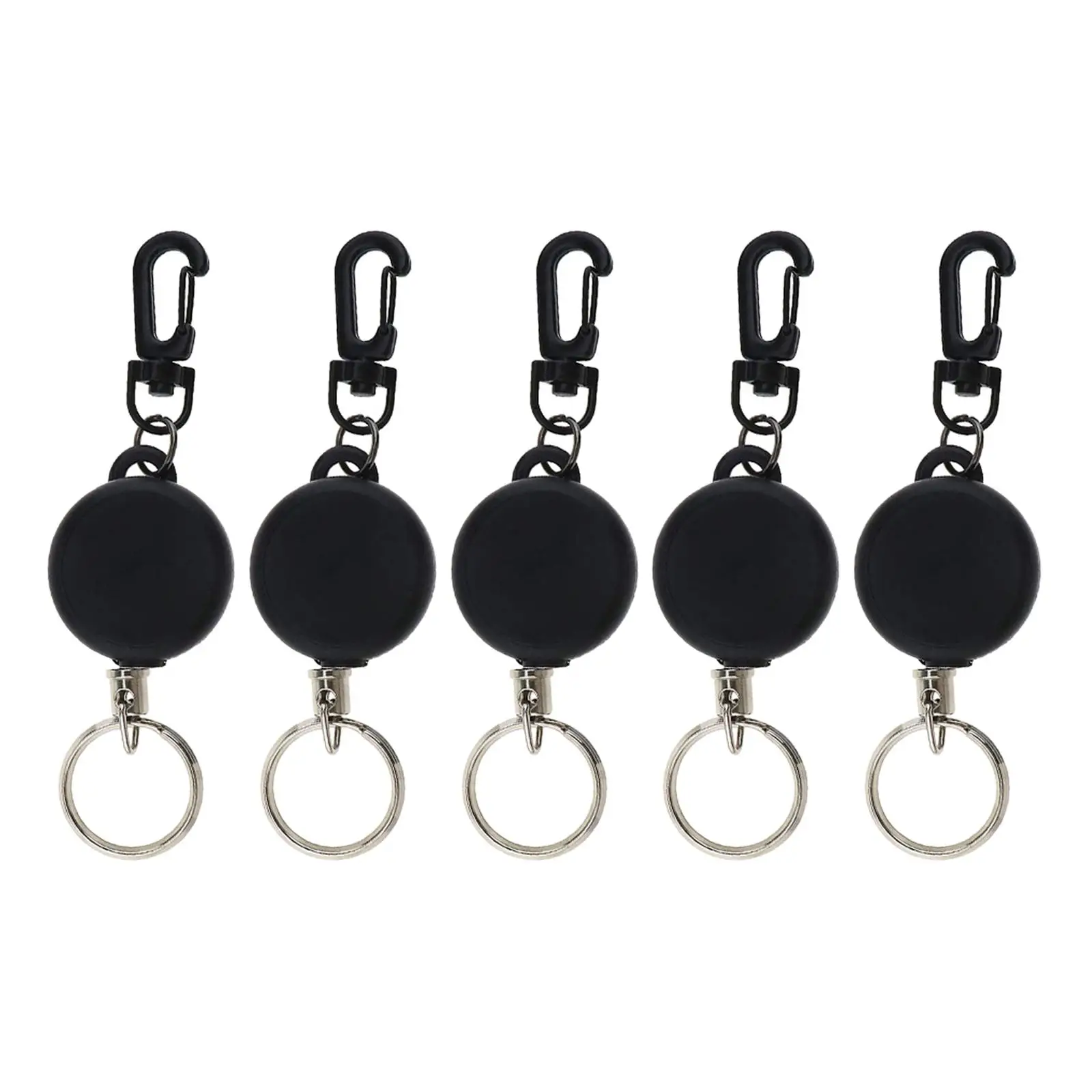 5x Durable Retractable Carabiner Extendable Keychain Clip 60cm