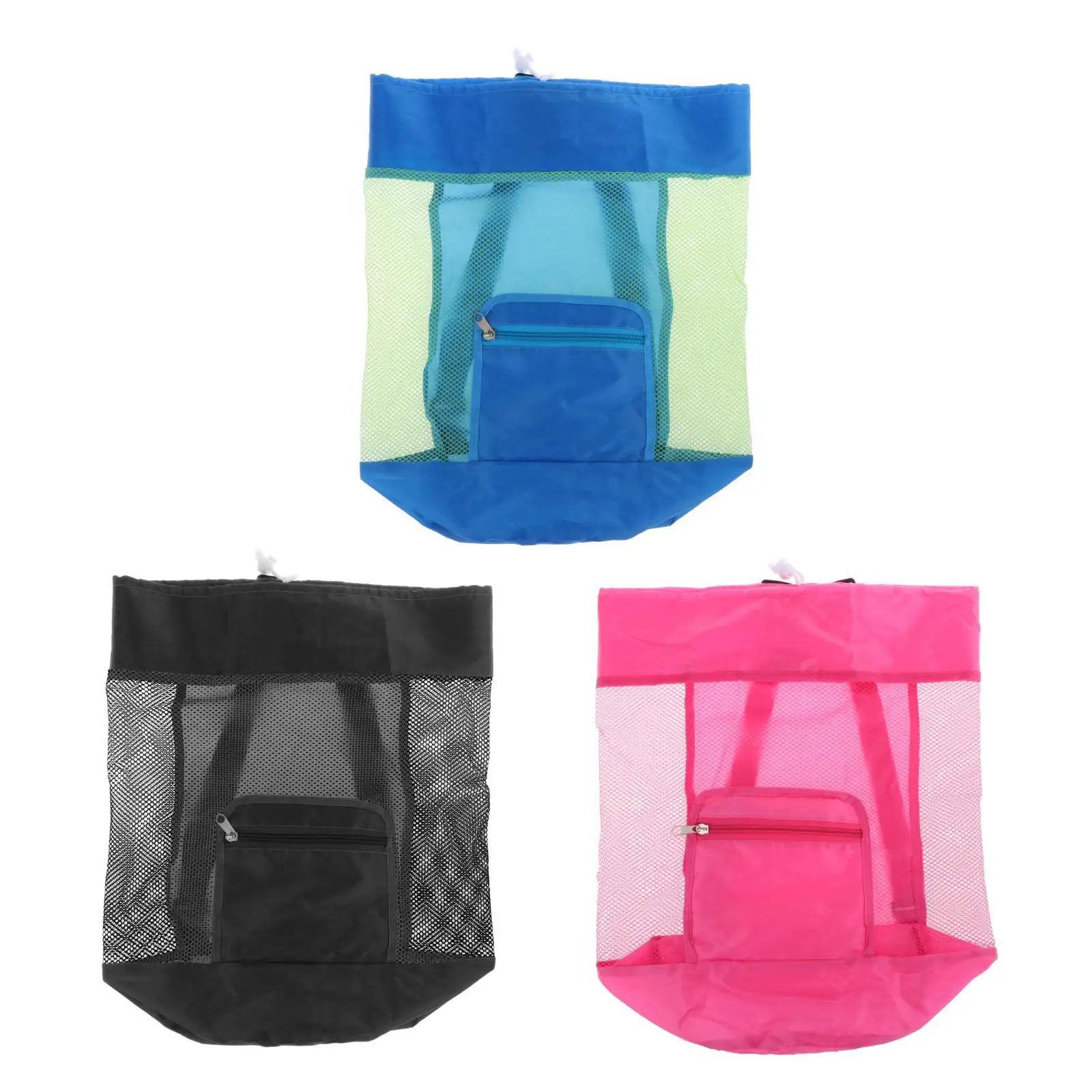 Beach Mesh Bag Tote Drawstring Beach Sand Toy Beach Storage Bag Beach Tote Bag for Outing Travel Holiday Picnic Accessories