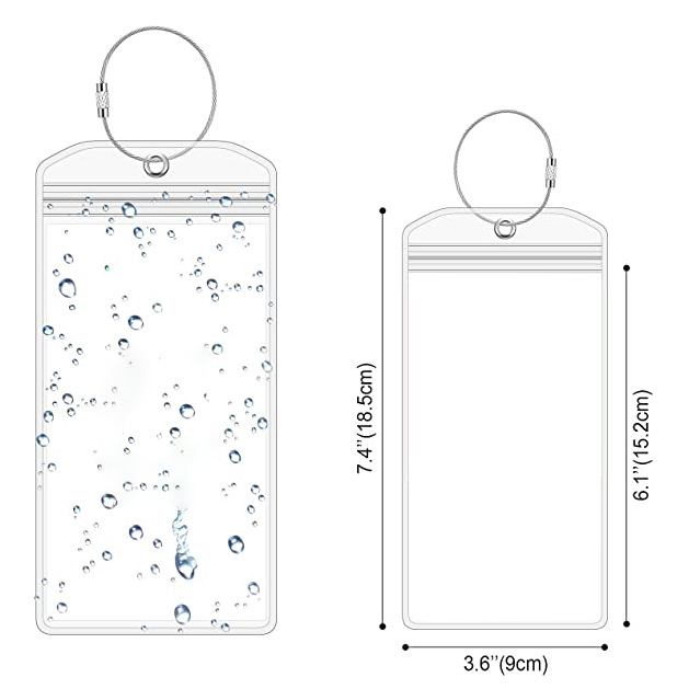 1PCS Wiederverschließbare Wasserdichte Klare Ticket Karte Hülse Gepäck Cruise Tag Halter Zip Seal Beutel Schlüsselring Stahl Draht Kabel Schleife – Detail 4