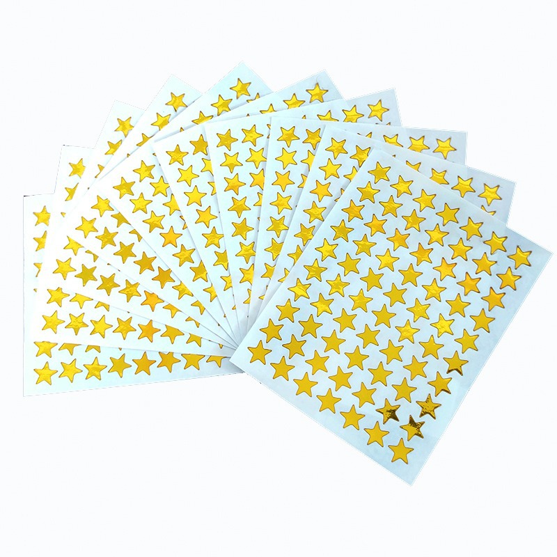10sheets/bag Gold Star Sticker Stamping Five Pointed Star Sticker Student's Reward Sticker Teacher Praise Label