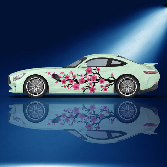 Cherry Blossom Pink Car Wrap Sticker Flower Gm Wrap High Quality