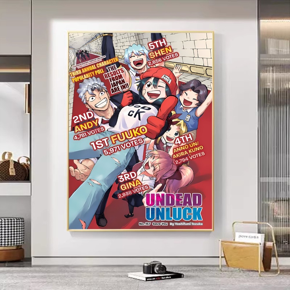 Undead Unluck Anime Self-adhesive Art Poster Waterproof Paper Sticker Coffee House Bar Posters Wall Stickers