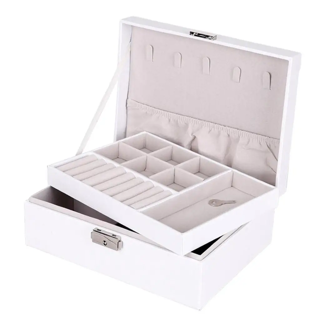 Jewelry Box Organizer Dual Layer Storage Case for Earrings Rings Brackets